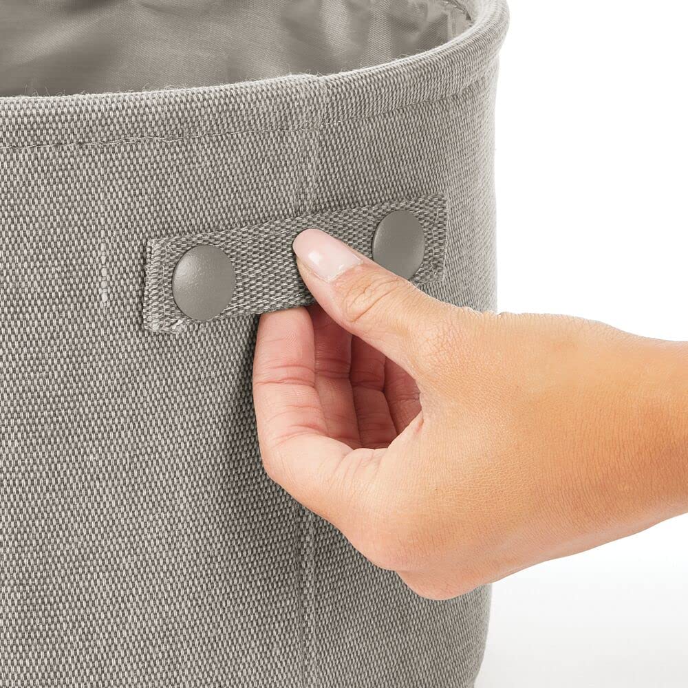 mDesign Soft Cotton Fabric Bathroom Storage Bin with Handles - Organizer for Towels, Toilet Paper Rolls, Bath Essentials - Perfect for Closets, Cabinets, Shelves & Laundry Rooms - Textured Weave, 2 Pack - Light Gray - Ideal for Bathroom Organization & Home Storage Solutions