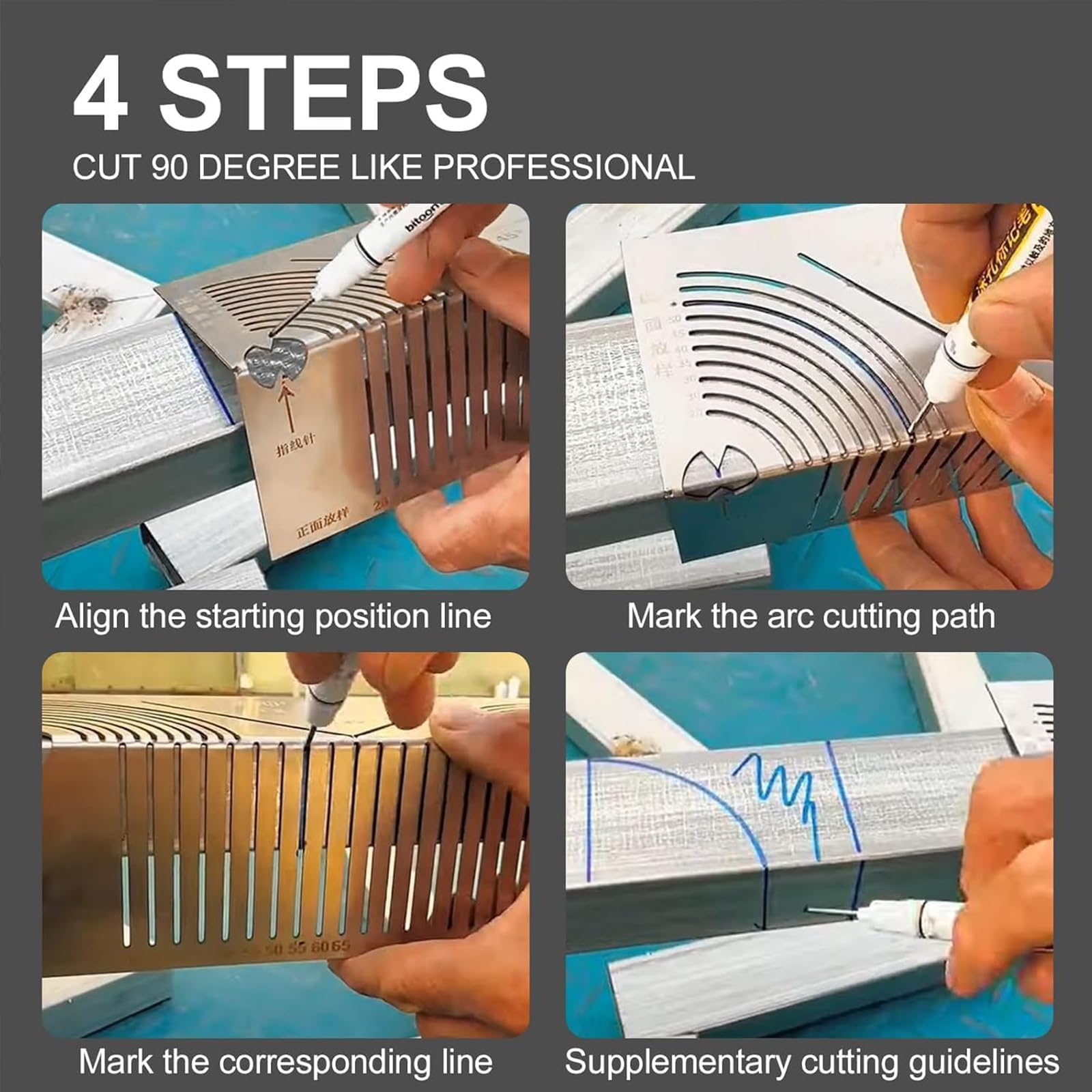 **Angle & Arc Marking Tool - Multi-Functional Metal Marking Gauge for Steel Pipe Bending, Metalworking & Engineering with Square Steel Guide | Perfect for DIY, Welding, and Fabrication Projects**