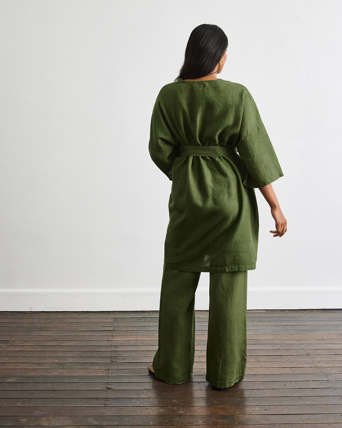 Olive Green Cabana Short Robe - Lightweight Summer Cover Up for Beach, Pool & Spa - Women's Casual Loungewear