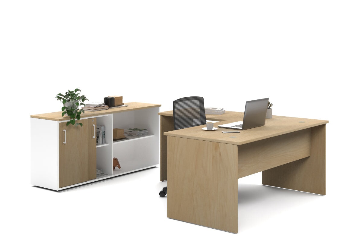 L-Shaped Executive Desk with Uniform Panel & White Carcass - 1600L x 1600W - Perfect for Home Office, Corporate Workspace & Modern Office Decor