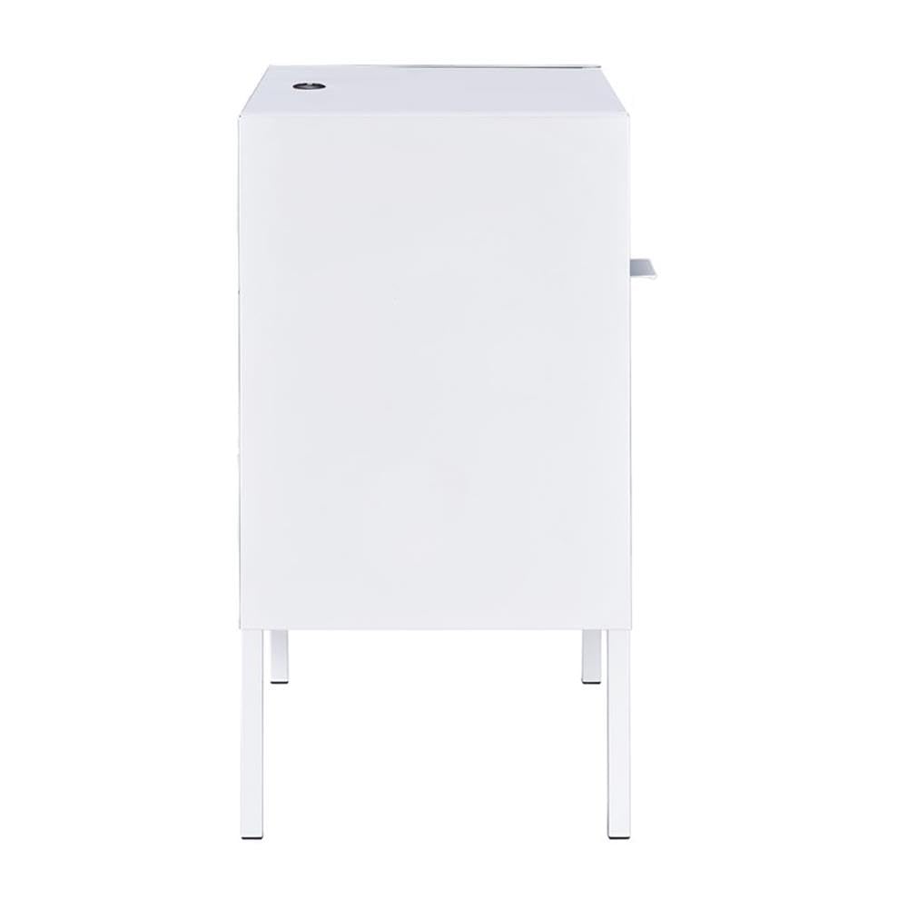 2-Piece White Metal Nightstand Set with USB Ports - Modern Bedside Tables for Bedroom, Living Room & Office Storage