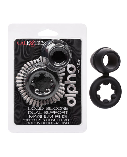 Alpha Liquid Silicone Dual Magnum Ring - Black - Comfortable & Durable Cocktail Ring for Women - Perfect for Parties, Weddings & Evening Events