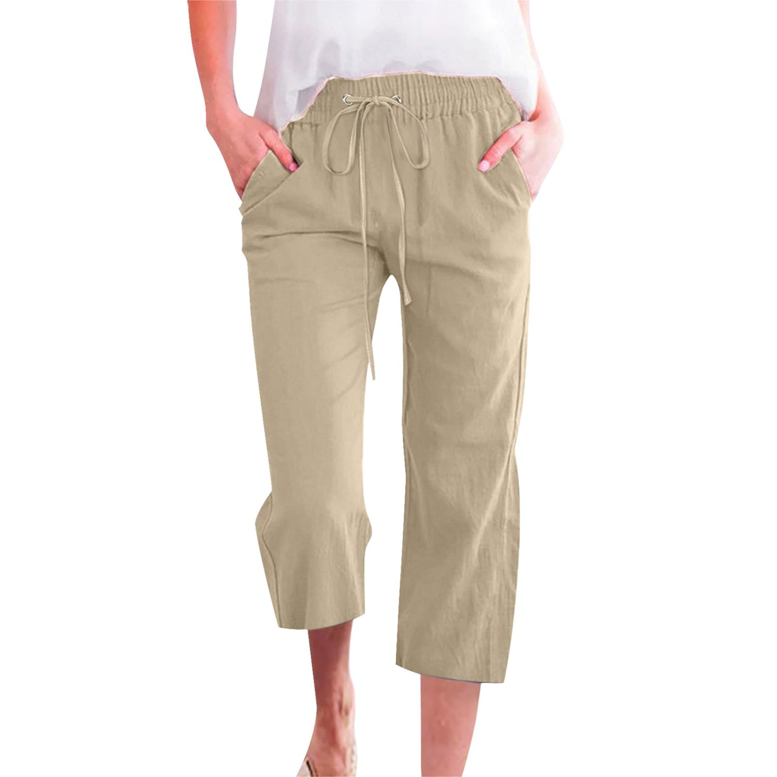 Women's Capri Pants with Drawstring Waist - Comfy Lounge & Travel Wear
