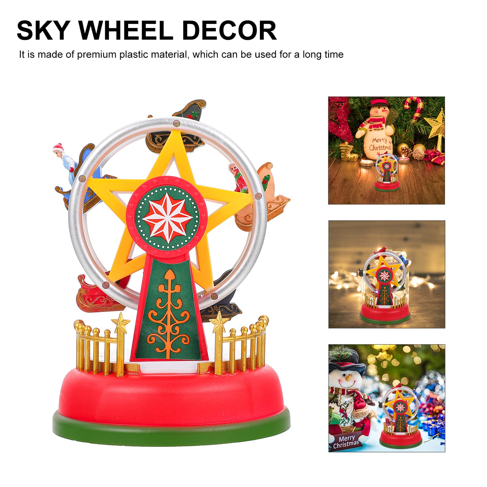 FOMIYES Musical Ferris Wheel Toy - Light Up Christmas Nativity Decor with Music for Kids, Plastic Sky Wheel Sculpture for Holiday Home Decoration | Perfect for Christmas Tree Ornaments, Birthday Gifts & Children's Room Decor