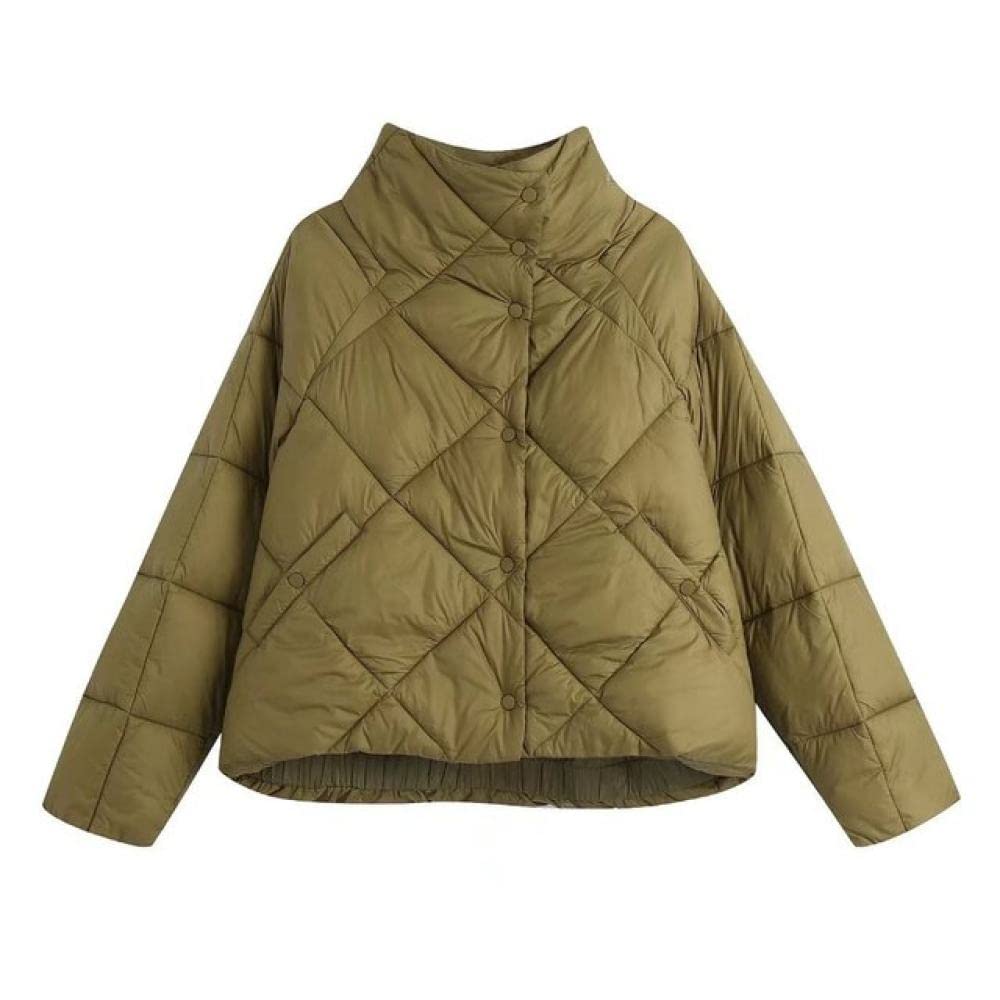 Women's Elegant Quilted Short Winter Coat - Solid Color Casual Cotton Jacket for Autumn & Winter | Perfect for Office, Shopping & Outdoor Activities