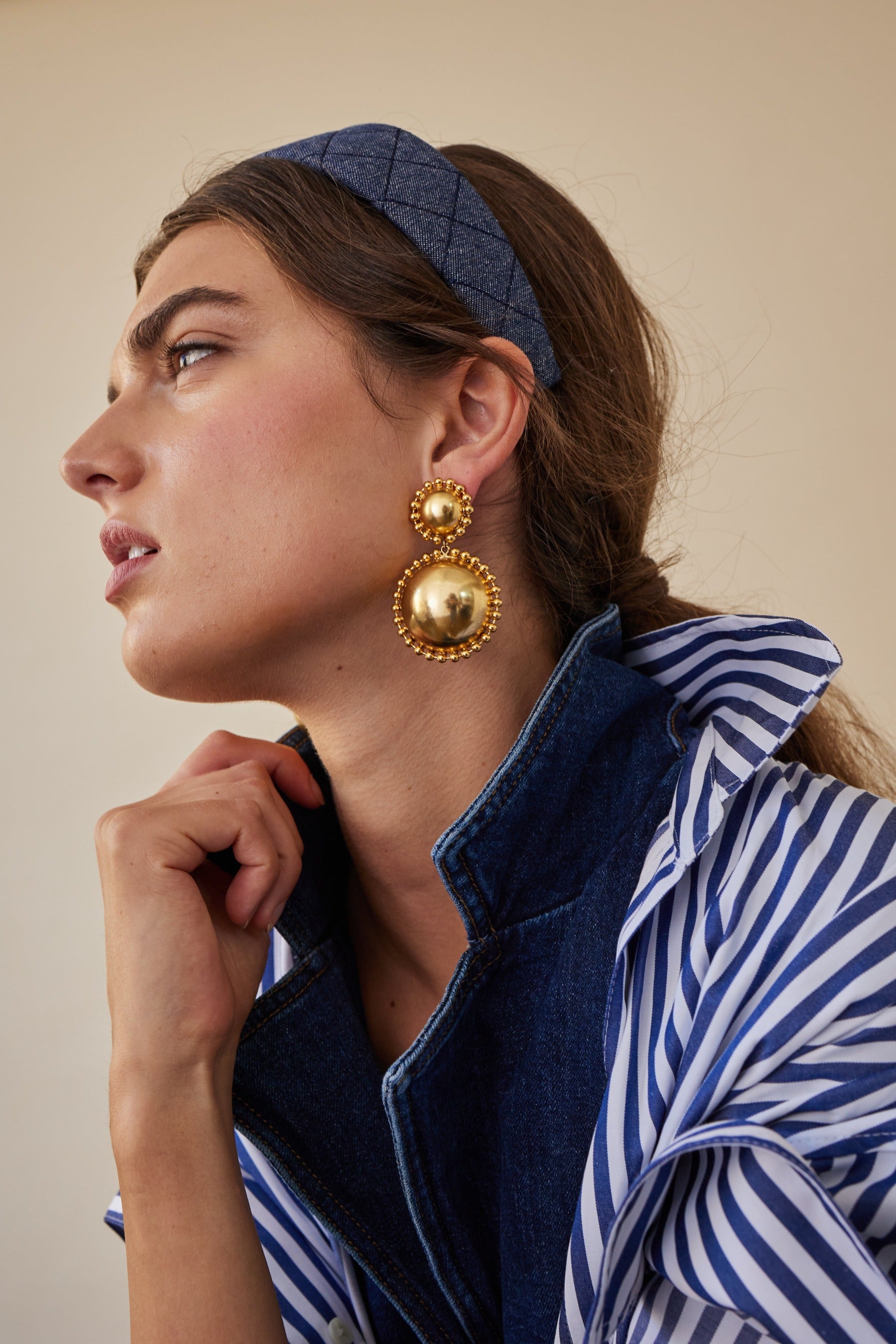 Lucia Dome Earrings - Elegant Gold-Plated Hoop Earrings for Women | Perfect for Parties, Weddings & Everyday Wear