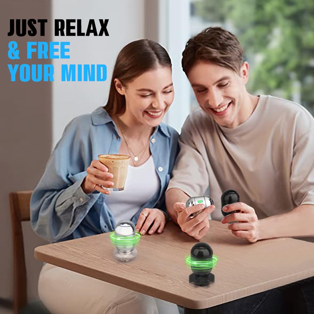 Dilabnba 4-in-1 Metal Atomic Bomb Fidget Spinner - EDC Finger Spinning Desk Toy with Cool LED Lights - Stress Relief Office Gadget for Men, Teens & Adults - Perfect Gift for Dad (Black) | Great for Anxiety Relief, Focus Improvement & Office Desk Decoration