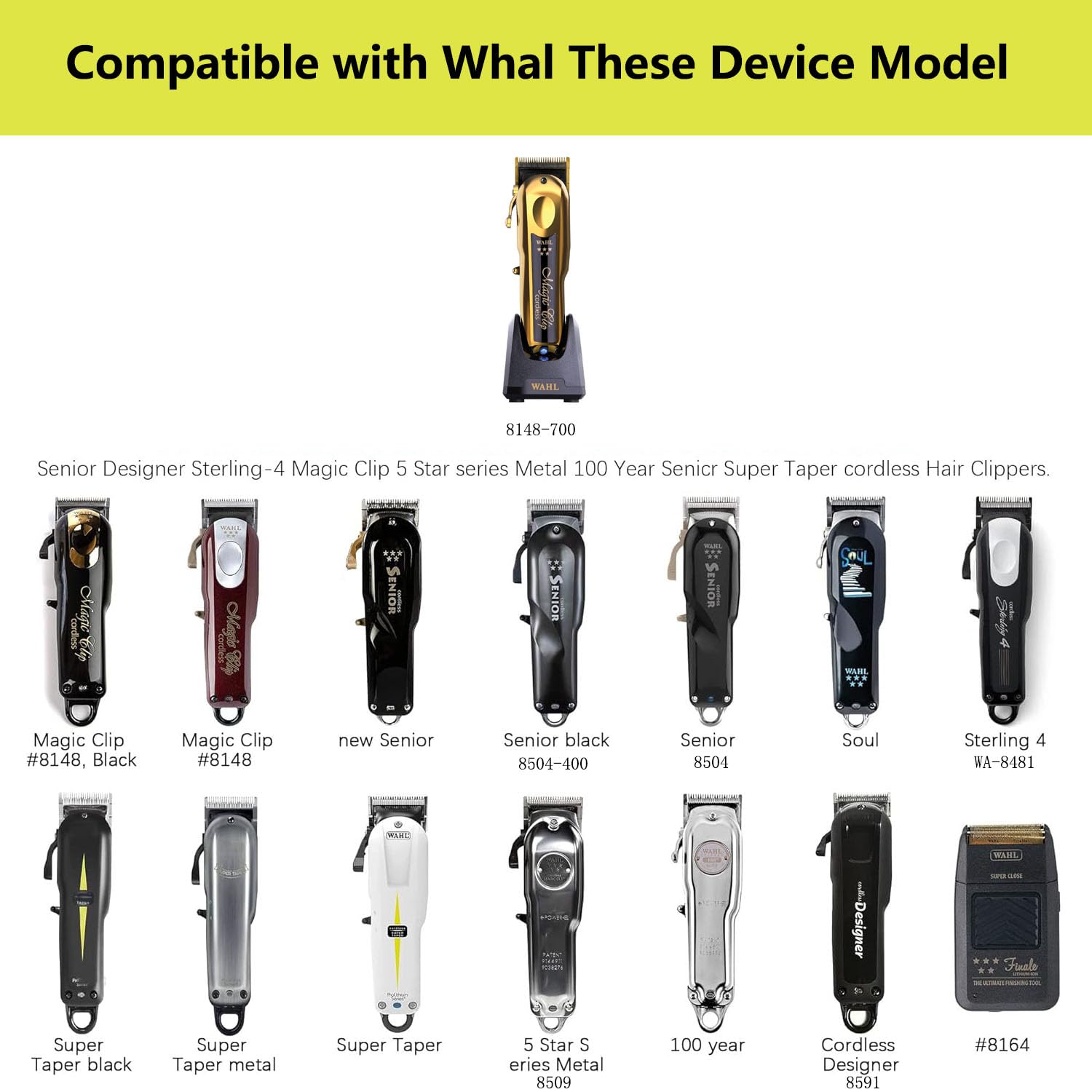 Original Wahl Replacement Charger Cord for Wahl 5-Star Series Cordless Clippers - Compatible with Magic Clip Model 08594, WA08, 3025397 & 3000112 - Power Adapter for Home Barbering & Professional Hair Cutting