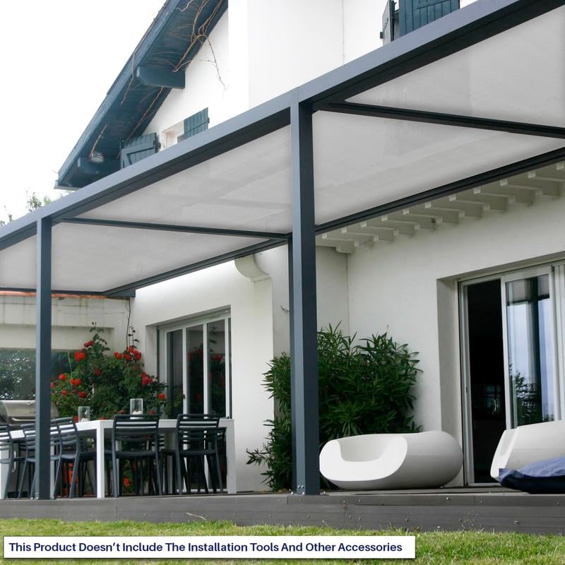 8'x37' Sun Shade Fabric Roll - UV Blocking Shade Cloth for Outdoor Pergola, Patio, Backyard & Garden - Windproof Greenhouse Cover in Light Grey - Perfect for Sun Protection, Privacy Screens & Plant Shading