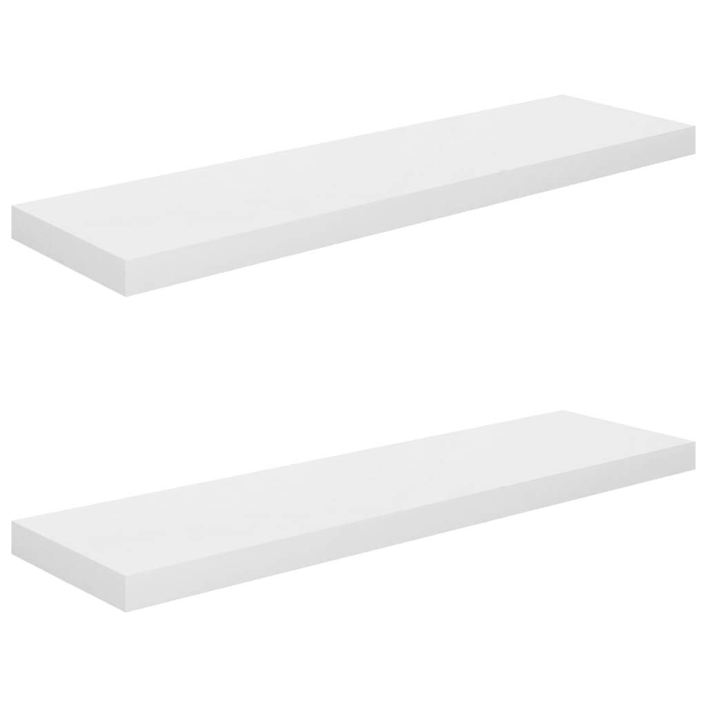CHARMMA 323755 Floating Wall Shelves Set of 2 - High Gloss White MDF Shelves (35.4