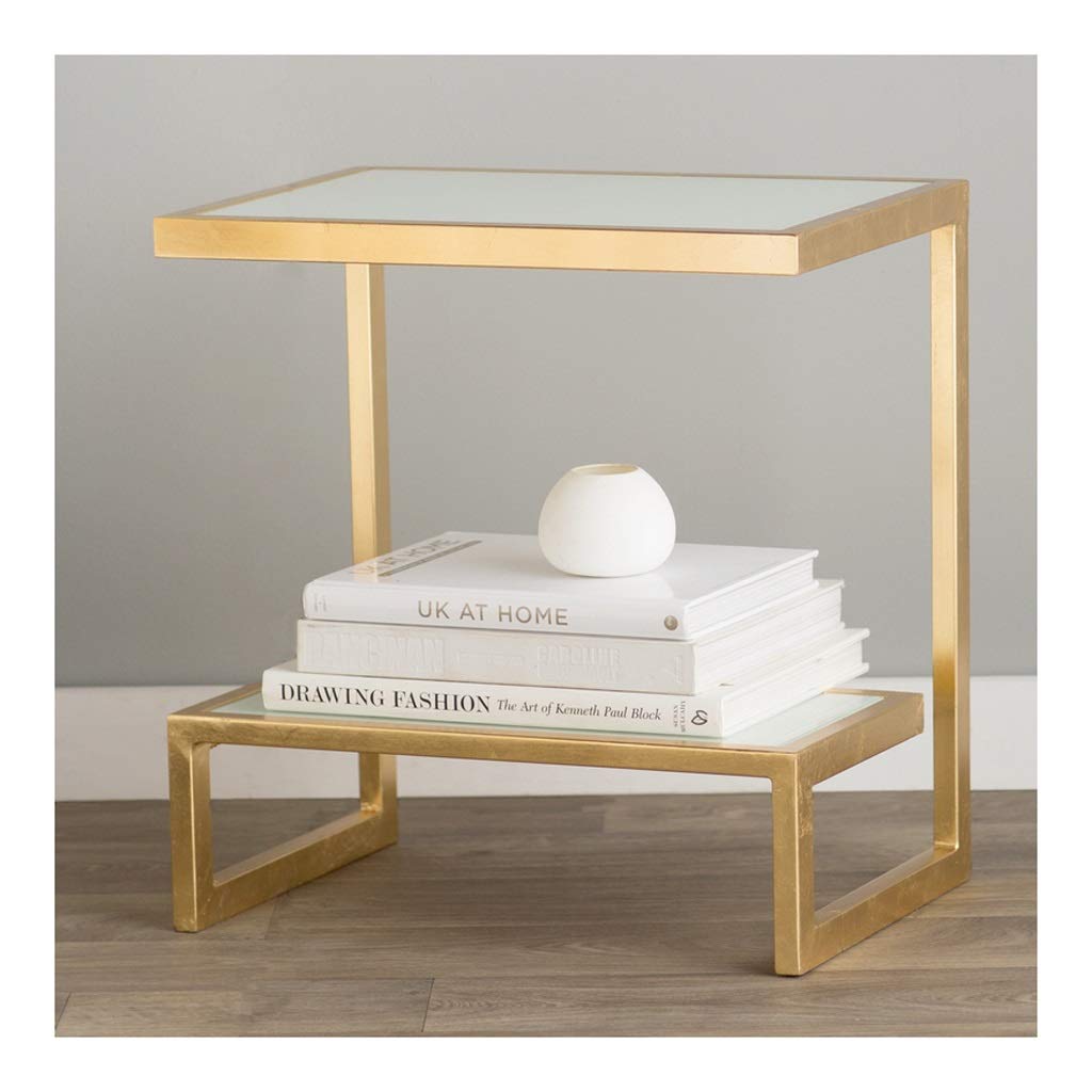 Nordic Modern Coffee Table - MKJLSD Square Iron Glass Side Table for Living Room, Sofa Corner & Bedroom - Minimalist Bedside Table for Home Decor & Small Spaces