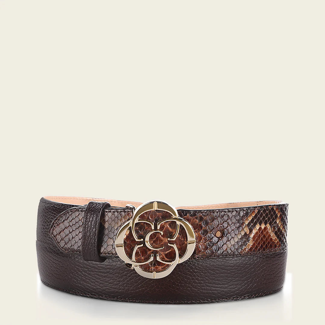CDA32PH Cuadra Chocolate Western Cowgirl Python Belt for Women - Stylish Accessory for Country Fashion & Cowgirl Outfits