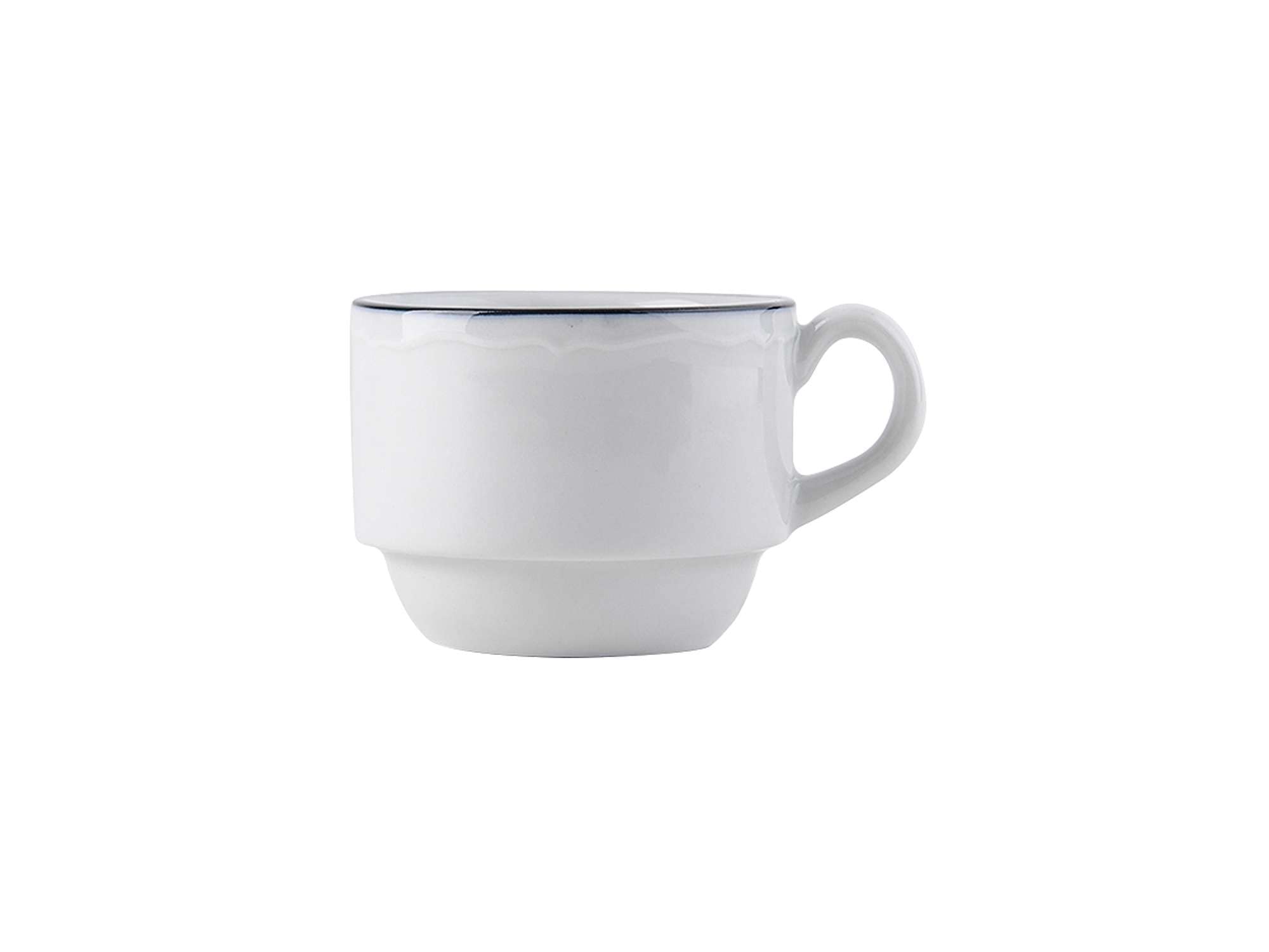 Premium Tuxton Charleston Blue Banded Scalloped Rim 3-Oz Stackable Espresso Cups - Set of 36 (Blue/White) - Chip & Scratch Resistant, Lead-Free, Dishwasher & Microwave Safe - Perfect for Coffee Shops, Restaurants, and Home Use