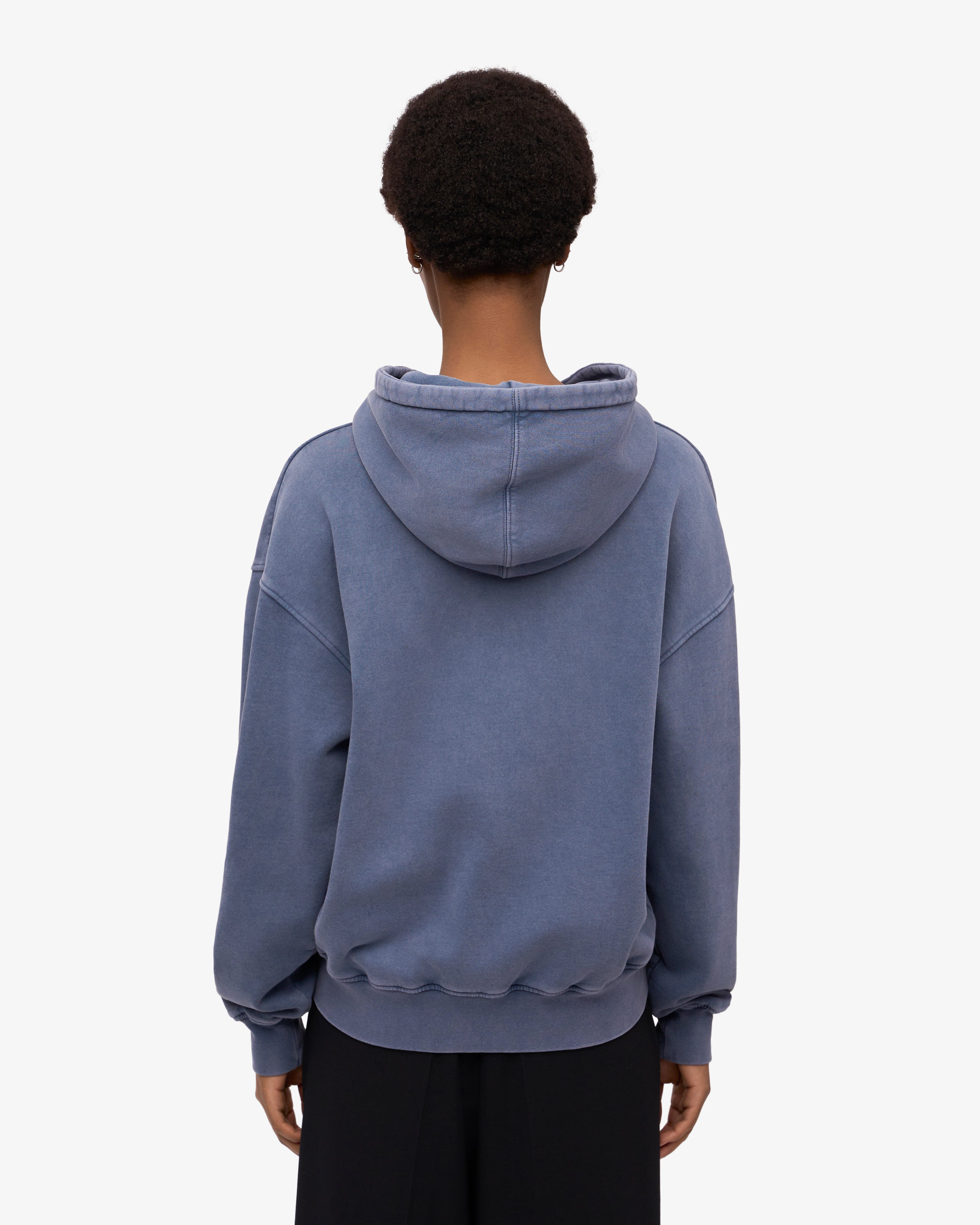 Organic Oversized Zip Hoodie for Women & Men - Soft Fleece Pullover with Pockets - Neptune Blue - Cozy Loungewear for Casual Wear & Outdoor Activities