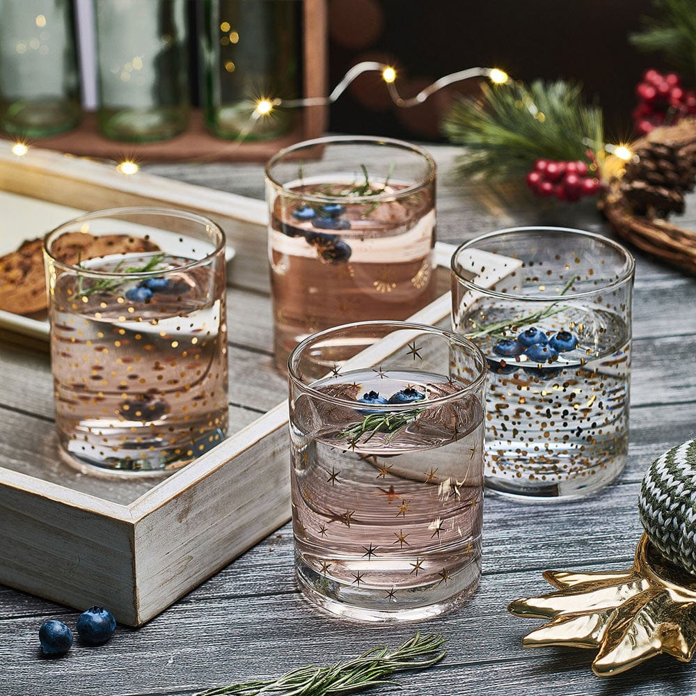 Premium Set of 4 Double Old Fashioned Whiskey Glasses - Heavy Base Crystal Clear Drinking Glasses for Bourbon, Scotch & Cocktails - Perfect for Home Bar, Gifts & Entertaining