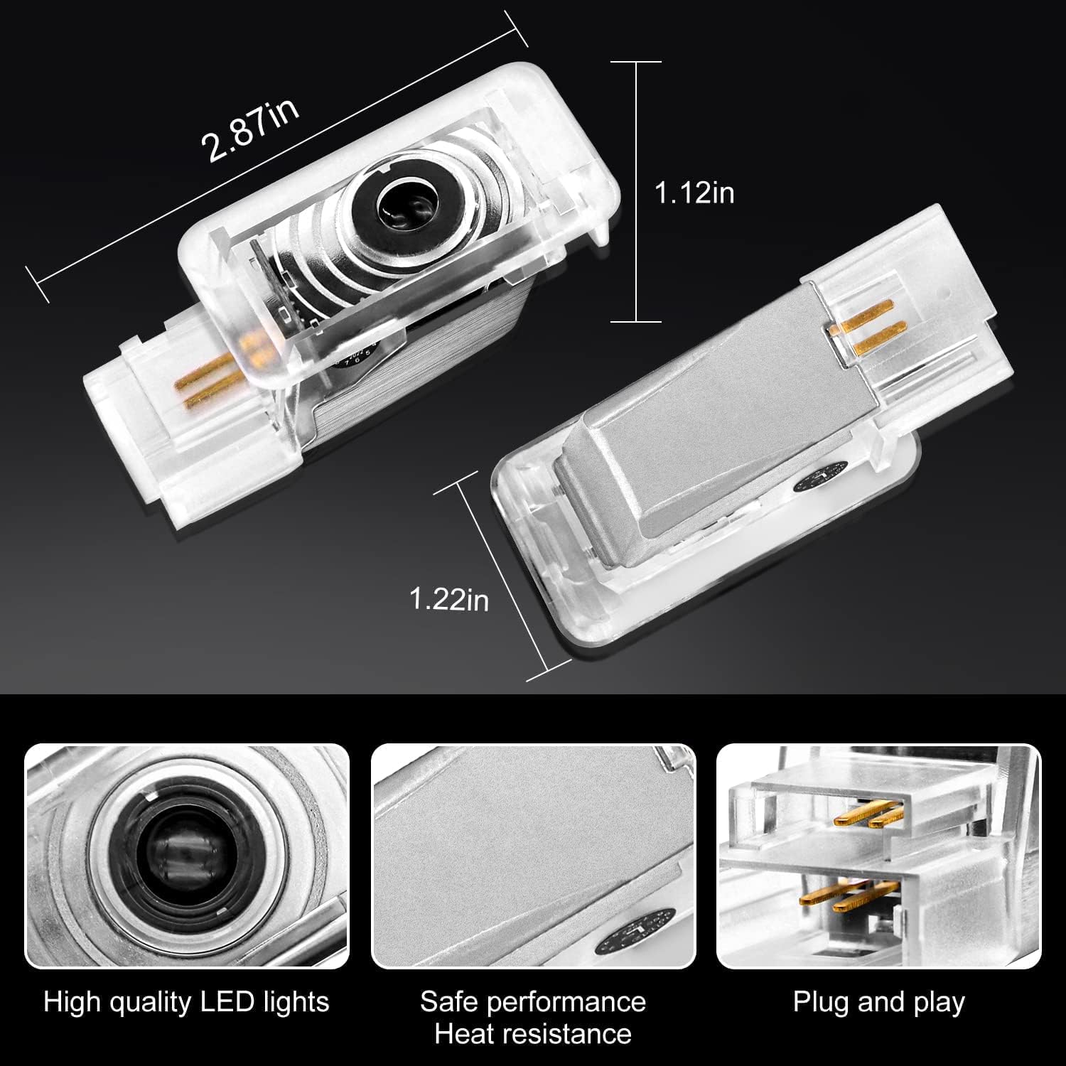 Premium 3D LED Shadow Lights for Cadillac SRX CT6 XTS ATS XT4 XT5 XT6 - Dual Plug Puddle Welcome Lights with Logo Projection - Car Door Courtesy Lights for Enhanced Style & Safety (Perfect for Nighttime Parking & Vehicle Customization)