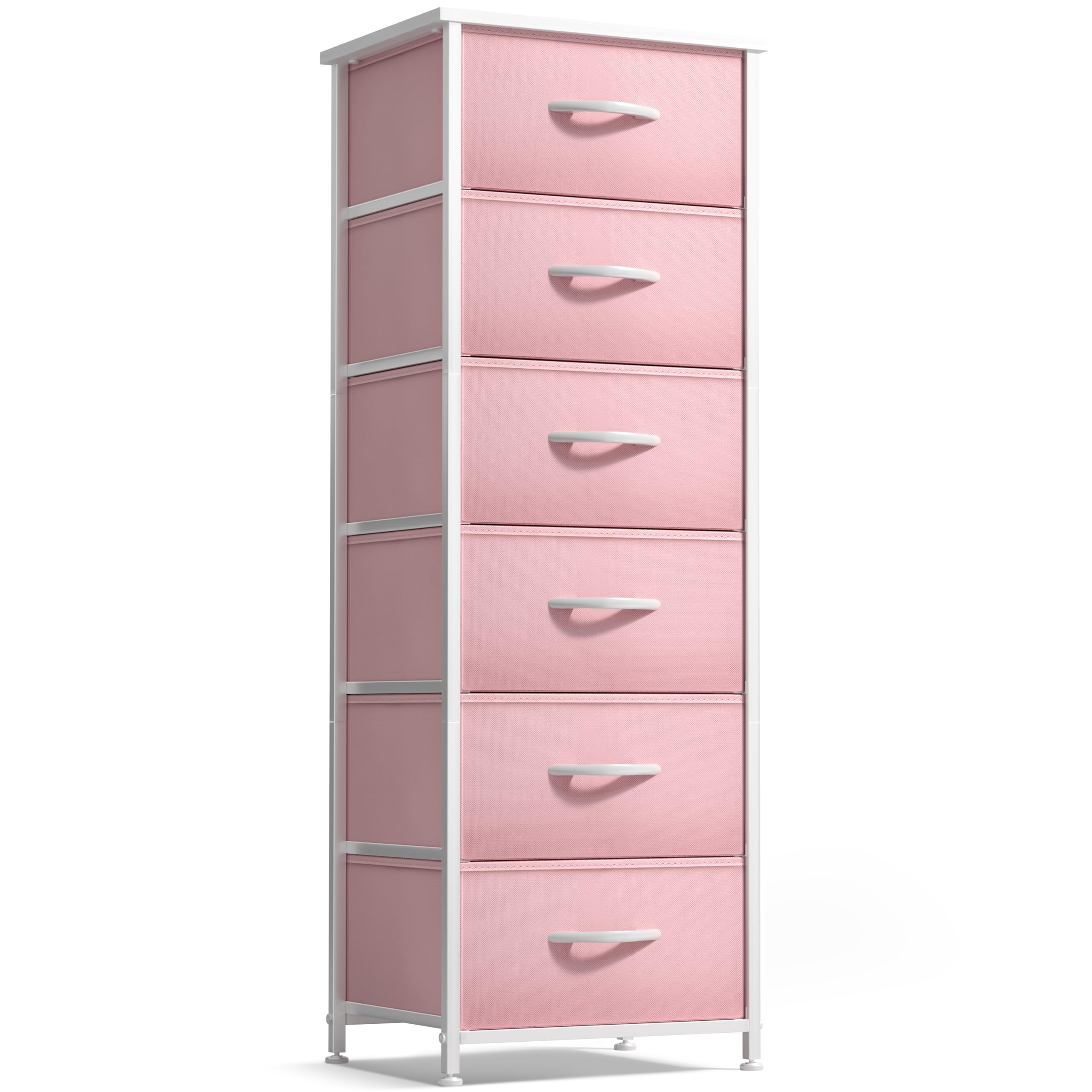 Sorbus 6-Drawer Fabric Dresser for Kids Bedroom - Tall Storage Tower & Clothing Organizer with Steel Frame & Wood Handles (Pink) - Perfect for Nursery, Playroom, Closet Organization & Kids' Bedroom Storage