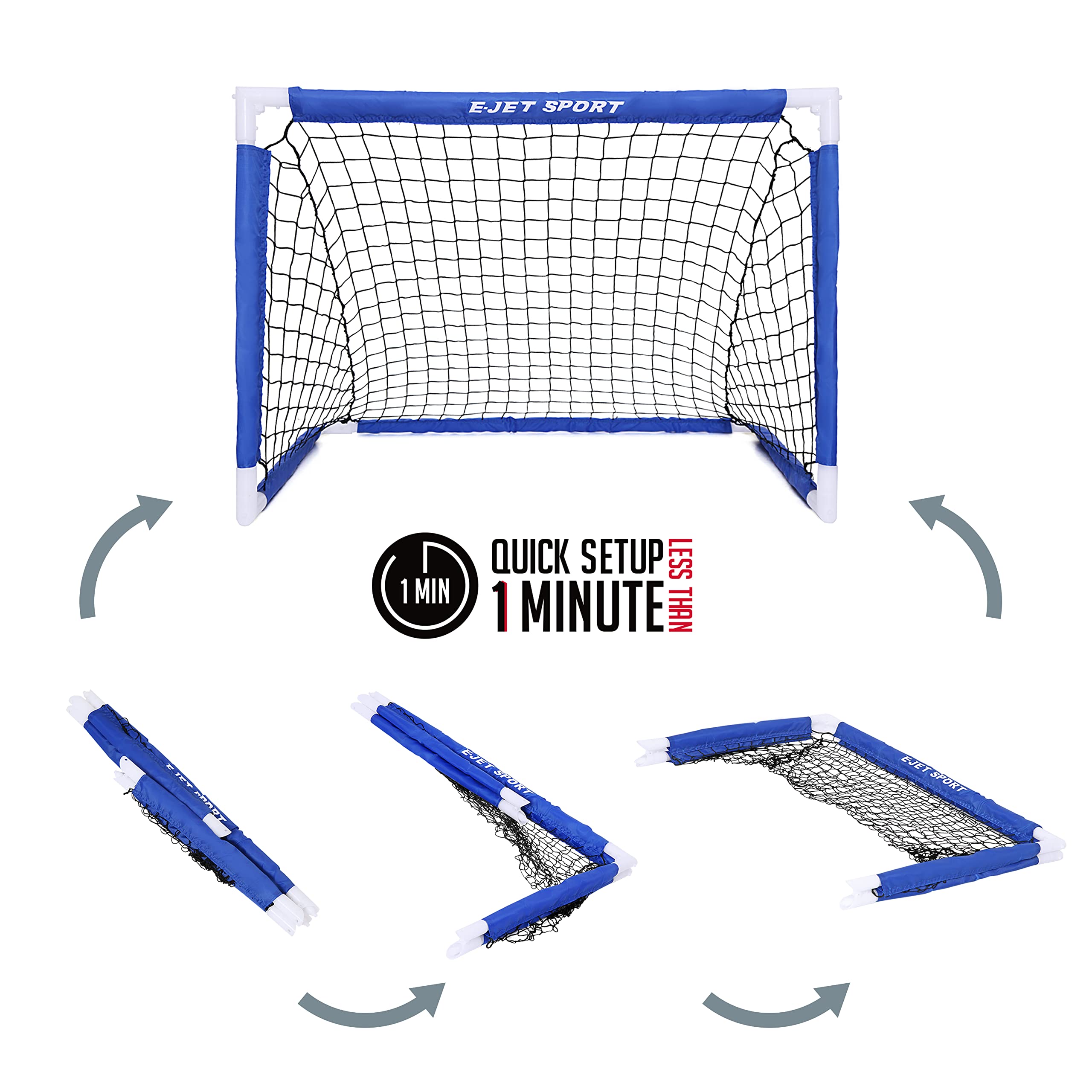 Best Kids Soccer Goal Set of 2 - Portable Football Net for Indoor & Outdoor Play - Backyard Sports Games & Training Equipment - Blue (EOS217402023) - Perfect for Birthday Gifts, School PE Class & Family Fun Activities