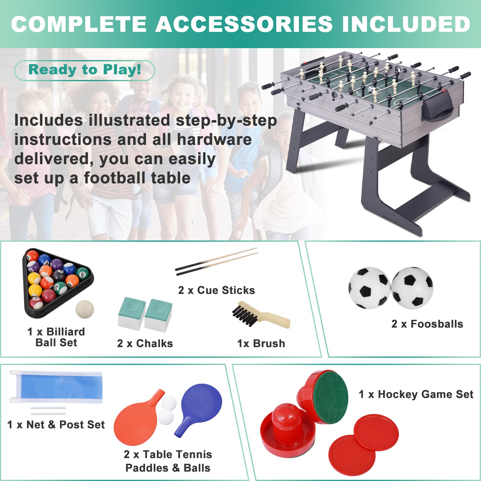 4-in-1 Multi Game Table for Adults - 54