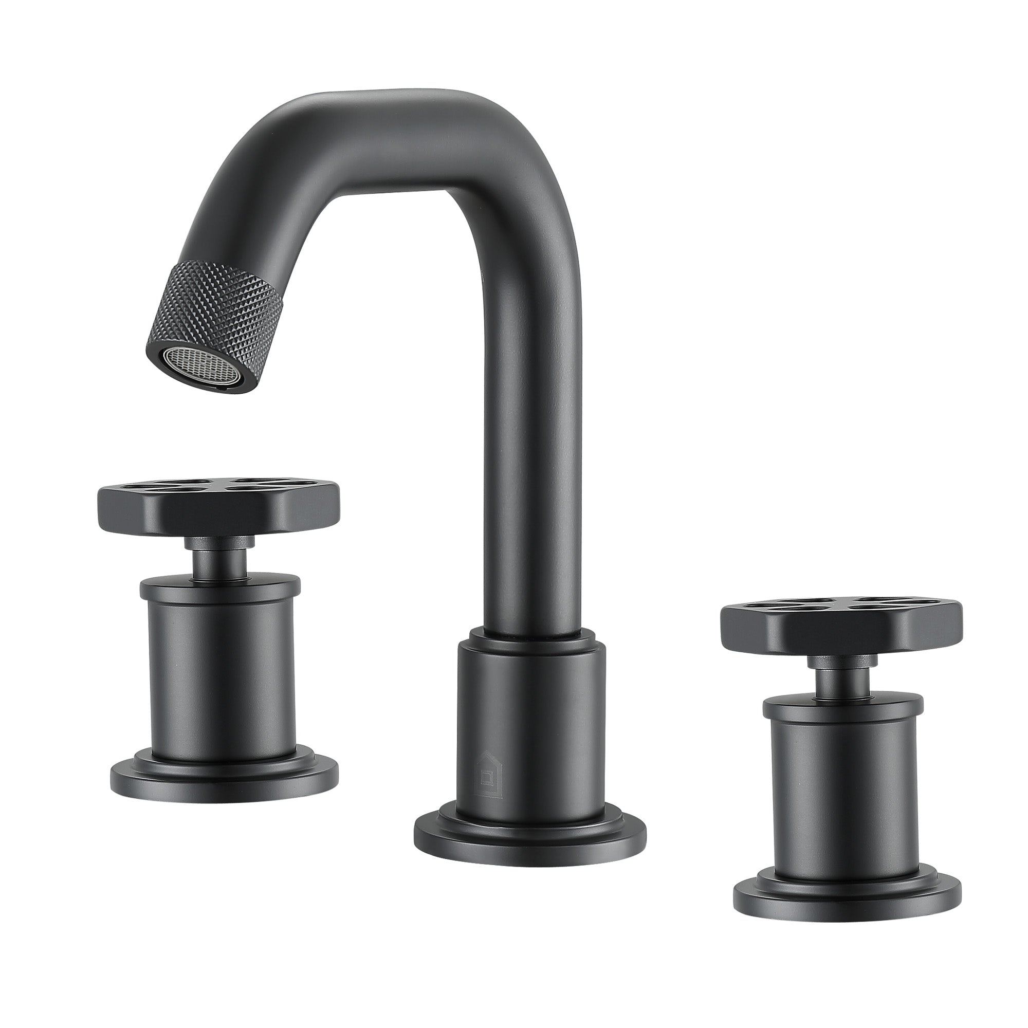 Ancona Industria Matte Black Widespread Hexagonal Two-Handle 3-Hole Bathroom Sink Faucet - Perfect for Modern Bathroom Vanities & Powder Rooms