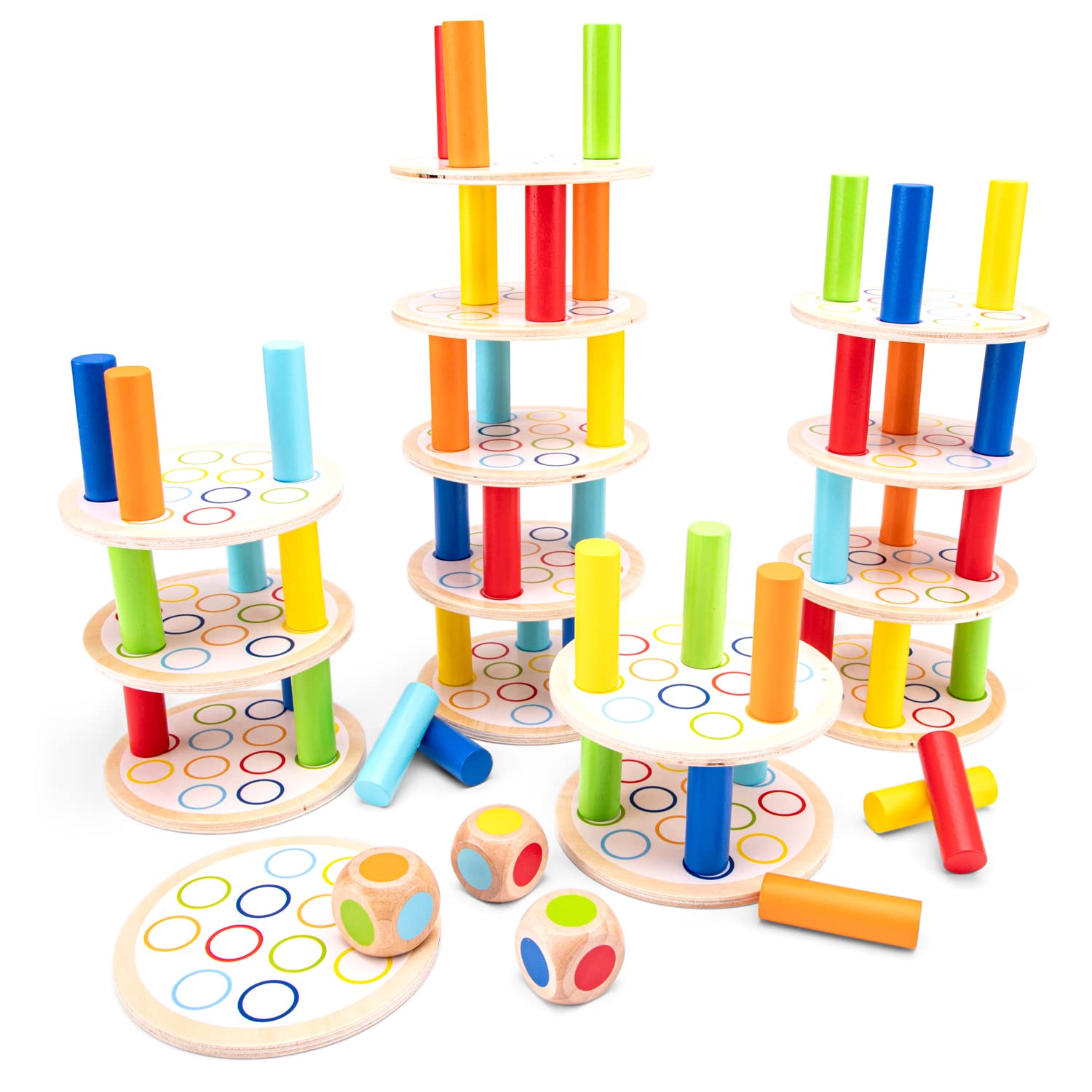 Classic Wooden Stacking Tower Balancing Game - 10809 - Fun Family Board Game for Kids & Adults - Perfect for Parties, Gifts & Indoor Activities