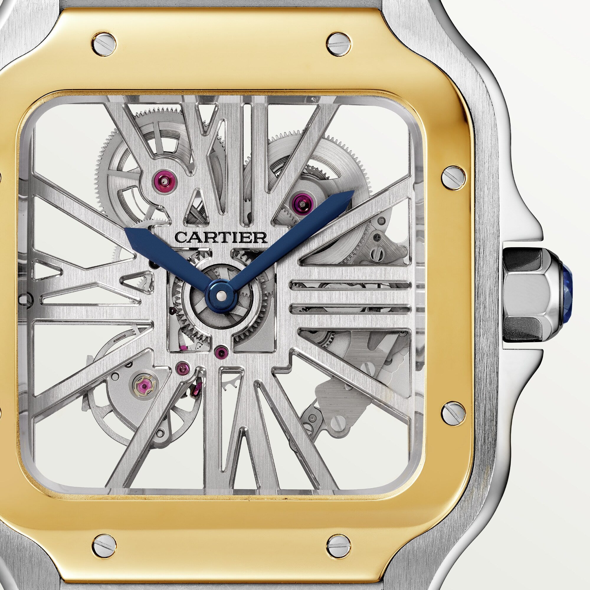 Cartier Santos De Cartier Skeleton Men's Watch - Stainless Steel & 18K Yellow Gold Luxury Timepiece for Business & Formal Occasions