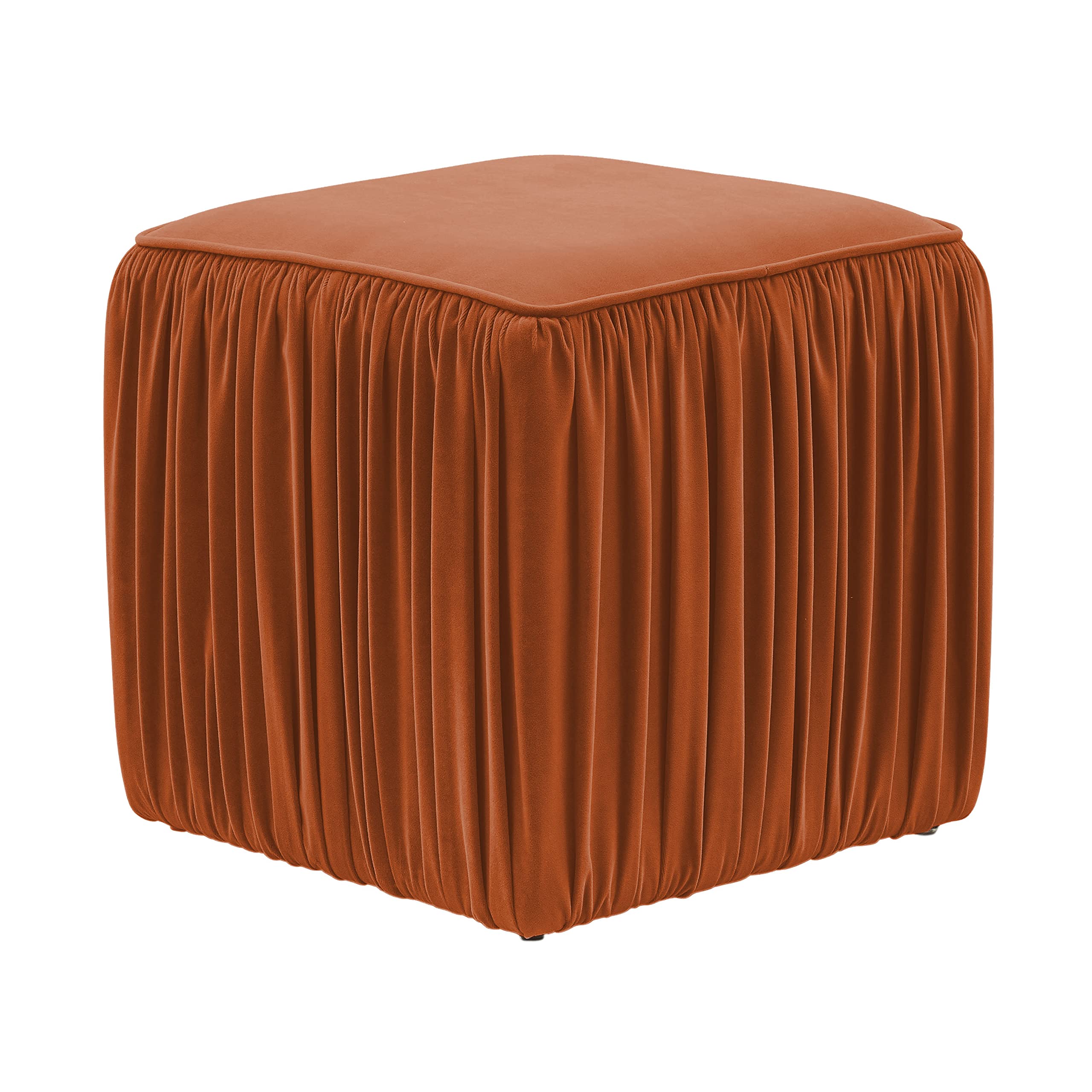 Tov Furniture Morgan Cognac Pleated Ottoman - Stylish Footrest & Storage Bench for Living Room, Bedroom & Home Decor (Cognac Brown) - Perfect for Small Spaces & Extra Seating