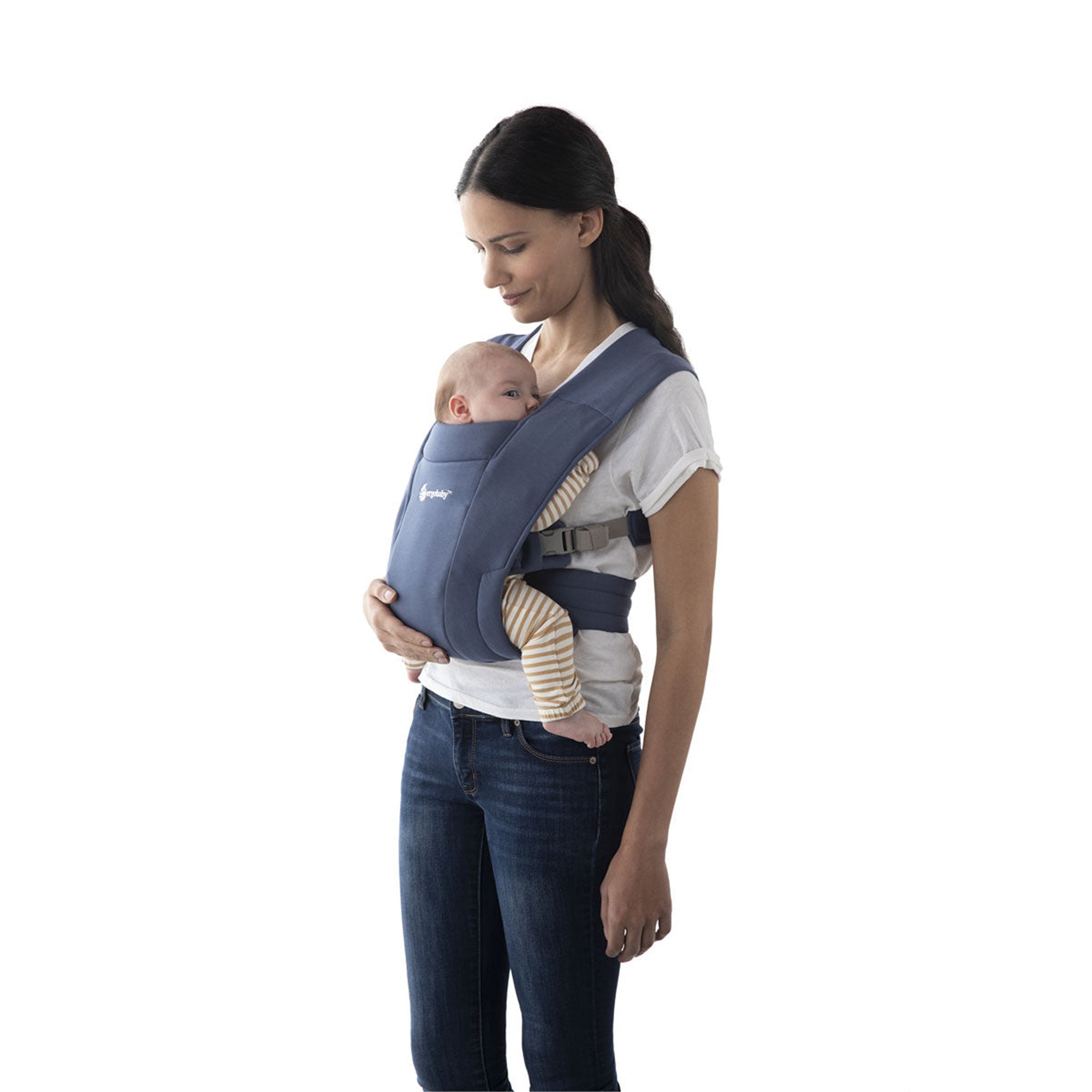 Ergobaby Embrace Baby Carrier - Soft Navy Blue | Lightweight & Ergonomic Infant Carrier for Newborns | Hands-Free Baby Wearing for Parents | Perfect for Shopping, Hiking & Travel