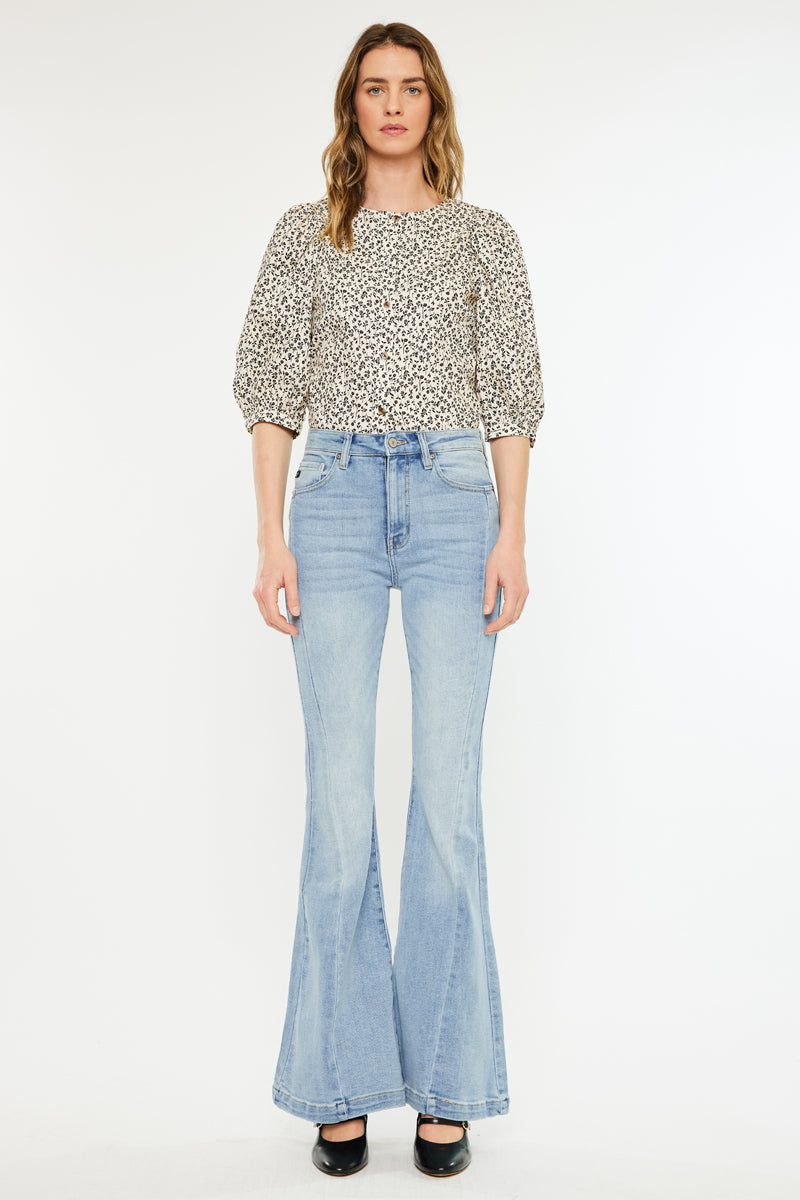 Amayah High Rise Super Flare Jeans for Women - Vintage 70s Inspired Denim Pants with Stretch, Comfort Fit - Perfect for Casual Outfits, Date Nights & Retro Fashion Looks
