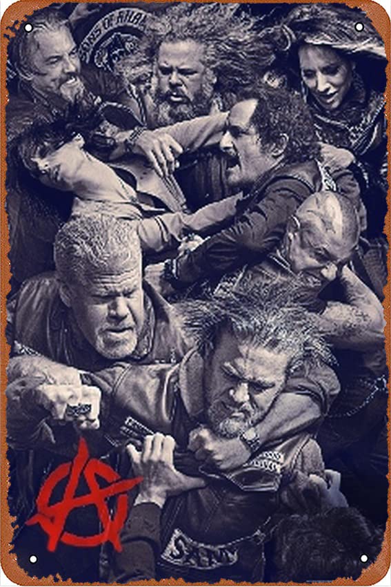 Vintage Sons of Anarchy Metal Tin Sign - 12x8 Inch Rustic Wall Art for Man Cave, Bar Decor, Coffee Shop & Home Decor | Perfect for Biker Themed Rooms & Motorcycle Enthusiasts