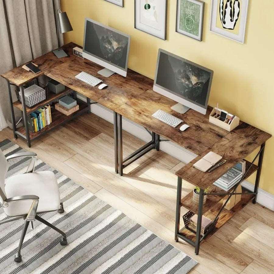 Bestier Small L-Shaped Desk with Reversible Shelves - Compact Home Office Desk for Small Spaces | Perfect for Gaming, Study & Remote Work