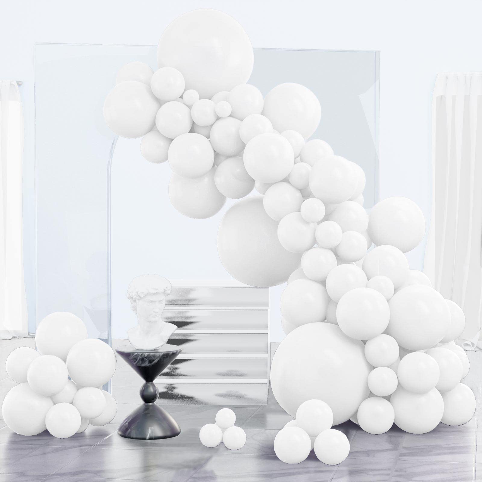 PartyWoo White Balloons - 85 Pack Mixed Sizes (5, 10, 12, 18 Inch) for Balloon Garland, Arch, Backdrop - Perfect for Birthday Party Decorations, Wedding Decor, Baby Shower, Bridal Shower & Anniversary Celebrations