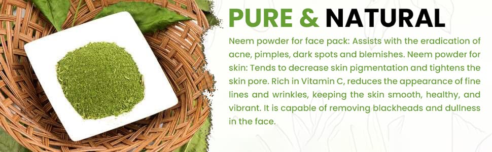 Pure Organic Raw Neem Powder 100g - All Natural Skin Care for Face & Body | Handmade Ayurvedic Treatment for Acne, Eczema & Glowing Skin | Perfect for DIY Beauty Masks & Home Spa Treatments