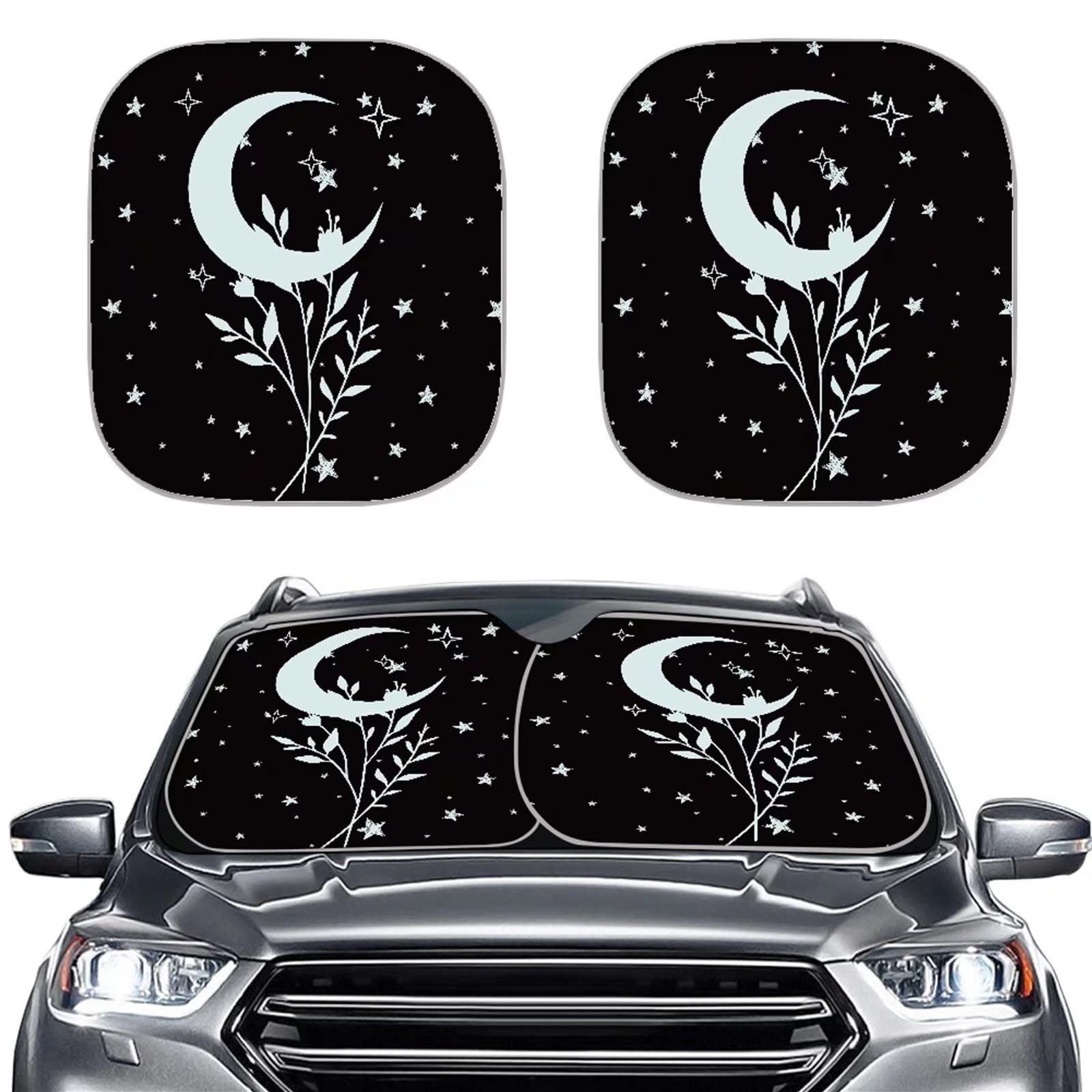 DISNIMO Universal Car Windshield Sunshade - Moon & Star Design UV Protection Sun Visor for Cars | Blocks 99% Harmful Rays | Easy Installation | Perfect for Summer Parking & Road Trips