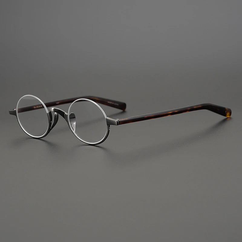 Unisex Black Semi-Rimless Titanium Round Eyeglasses N80 - Lightweight & Durable for Work, Reading & Everyday Wear