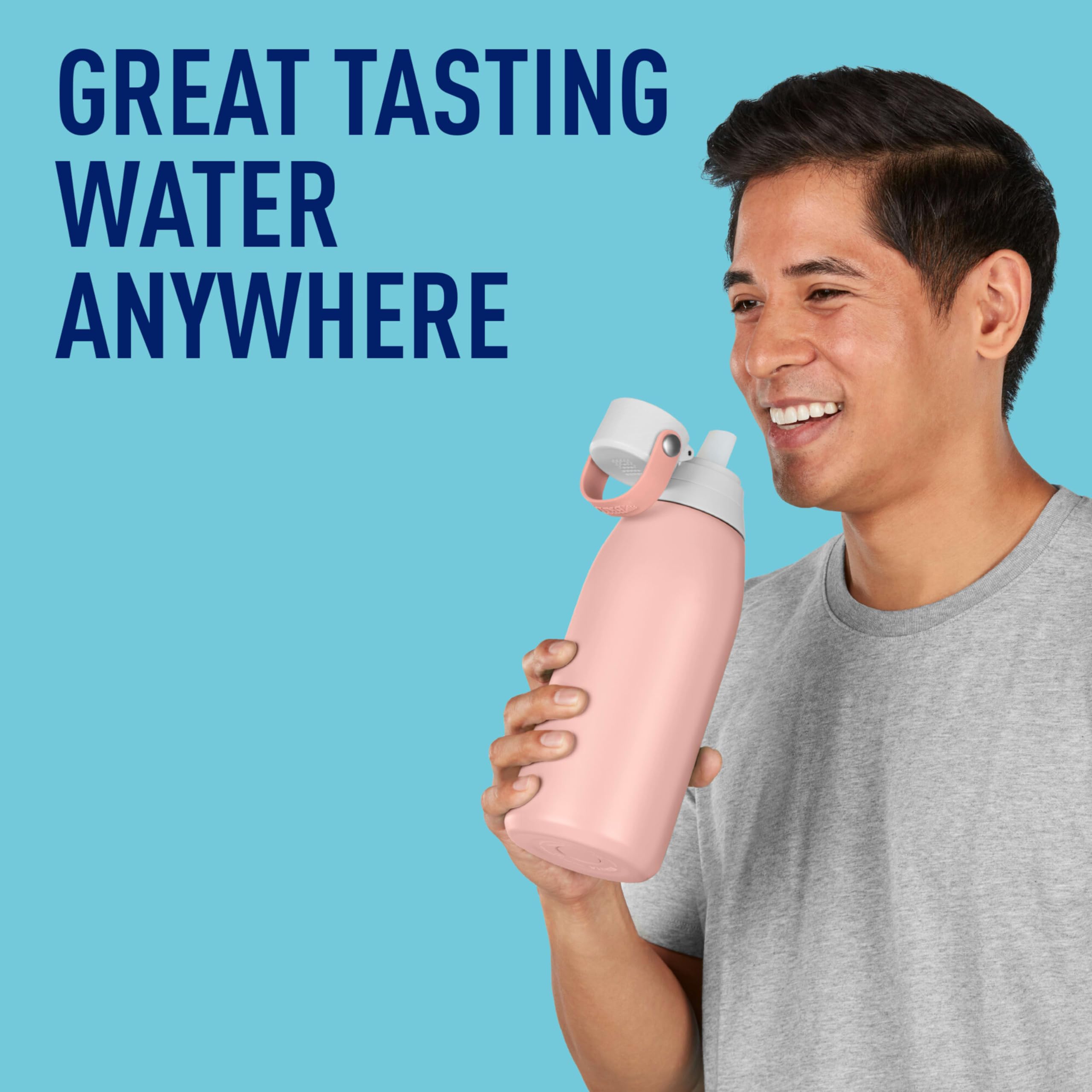 Brita Premium Stainless Steel Water Bottle with Filter - BPA-Free, Insulated & Reusable, 32 oz (Rose) - Replace 300 Plastic Bottles, 2-Month Filter Life (40 Gallons) - Perfect for Gym, Hiking, Travel & Office Hydration