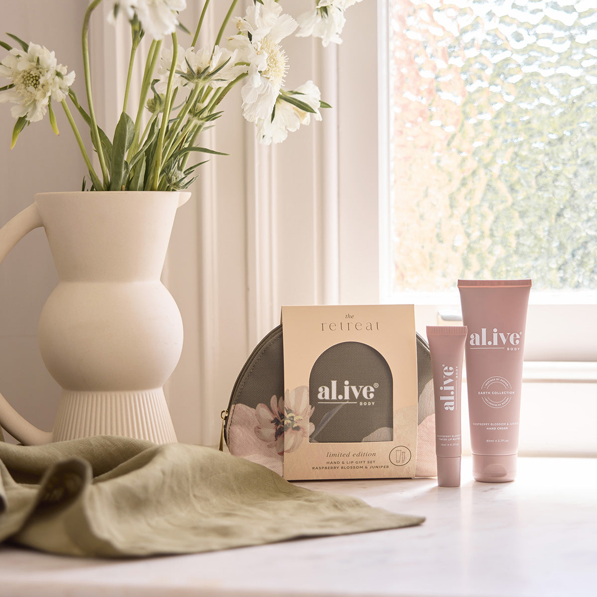 al.ive Hand & Lip Gift Set - The Retreat | Moisturizing Hand Cream & Lip Balm Duo for Dry Skin Care | Perfect for Spa Days, Self-Care & Gifts