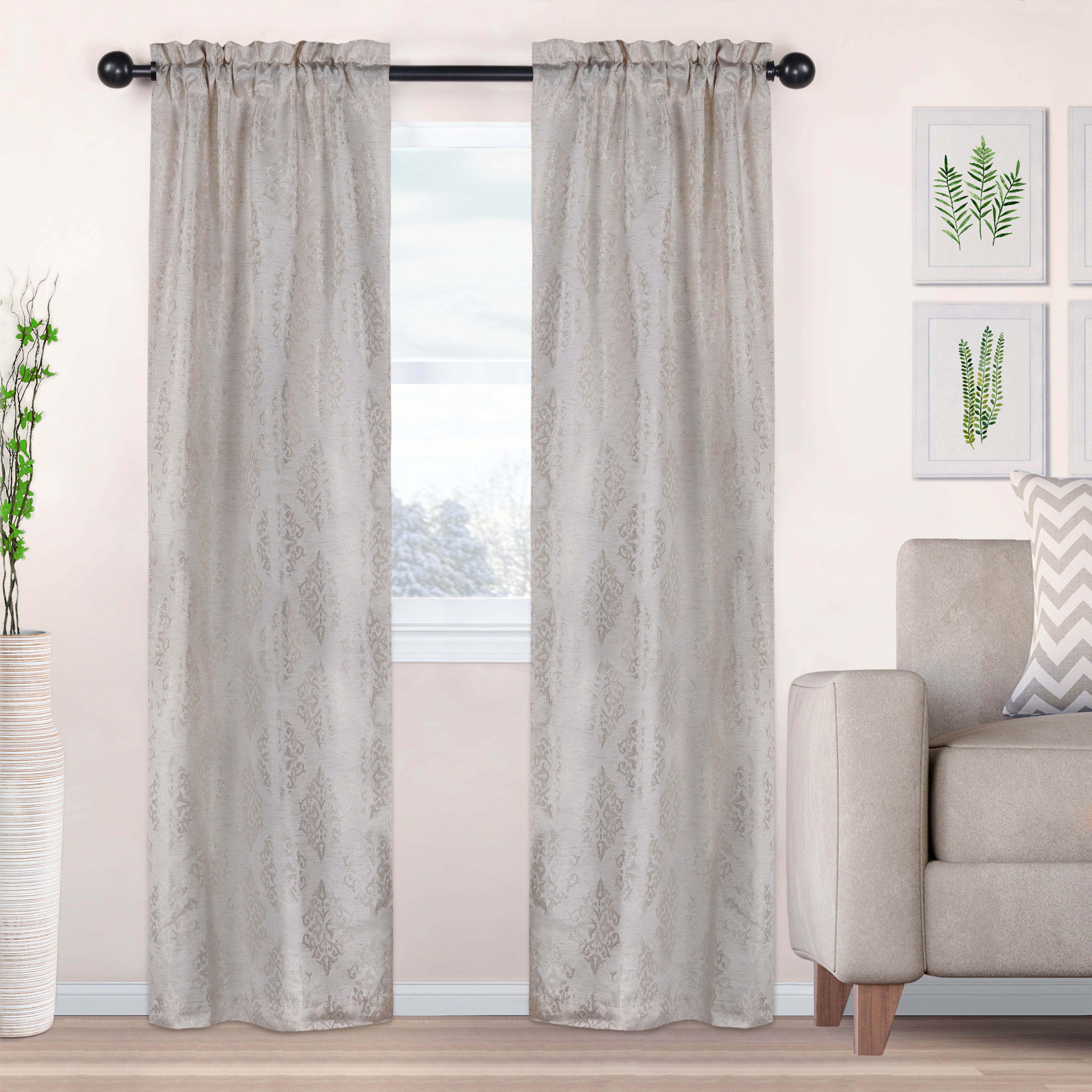Venetian Damask Jacquard Curtain Panels Set of 2 - Luxury Window Treatments for Living Room & Bedroom