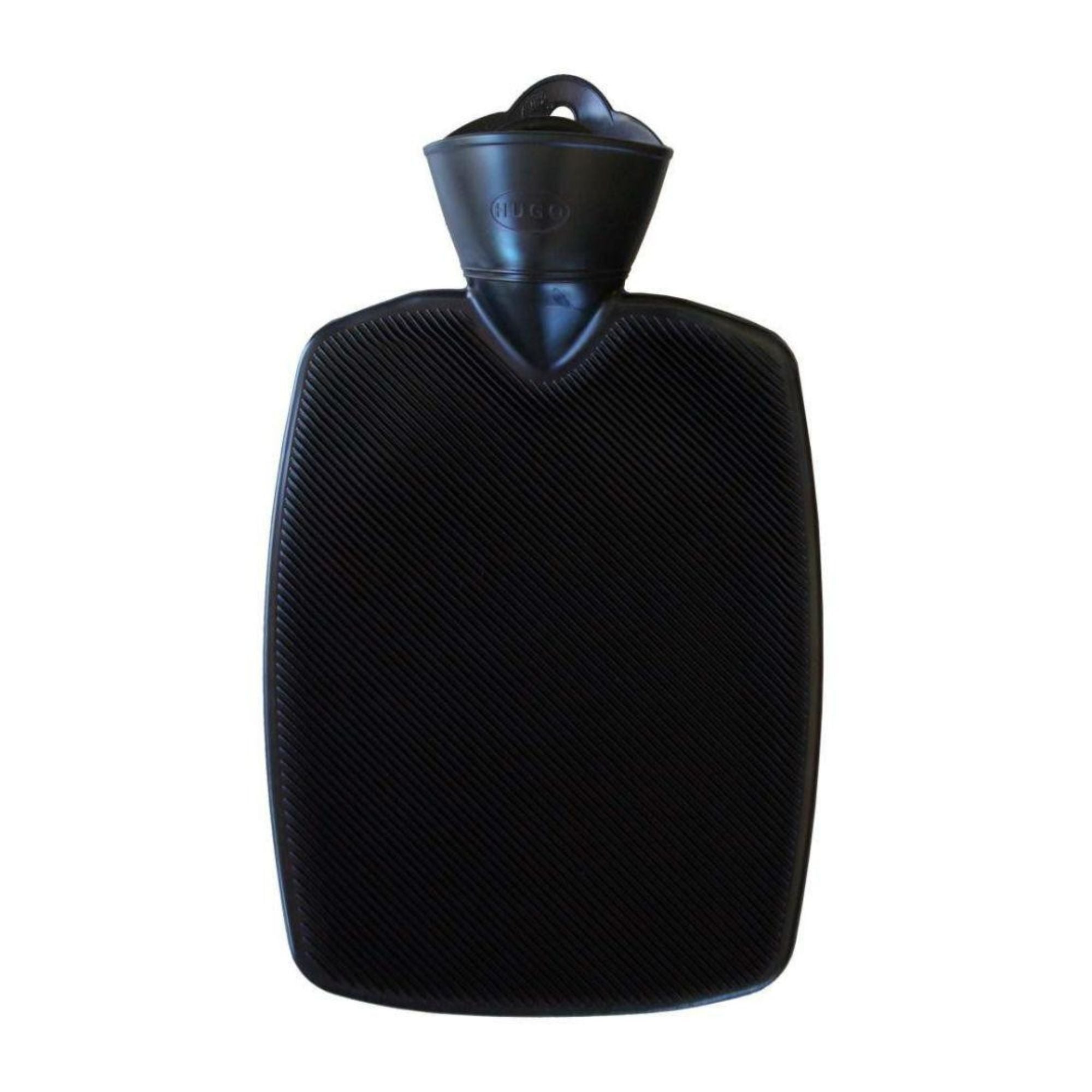 1.8L Ribbed Black Hot Water Bottle - Rubber-Free, Leak-Proof for Pain Relief & Warmth - Perfect for Cold Nights, Menstrual Cramps & Muscle Therapy
