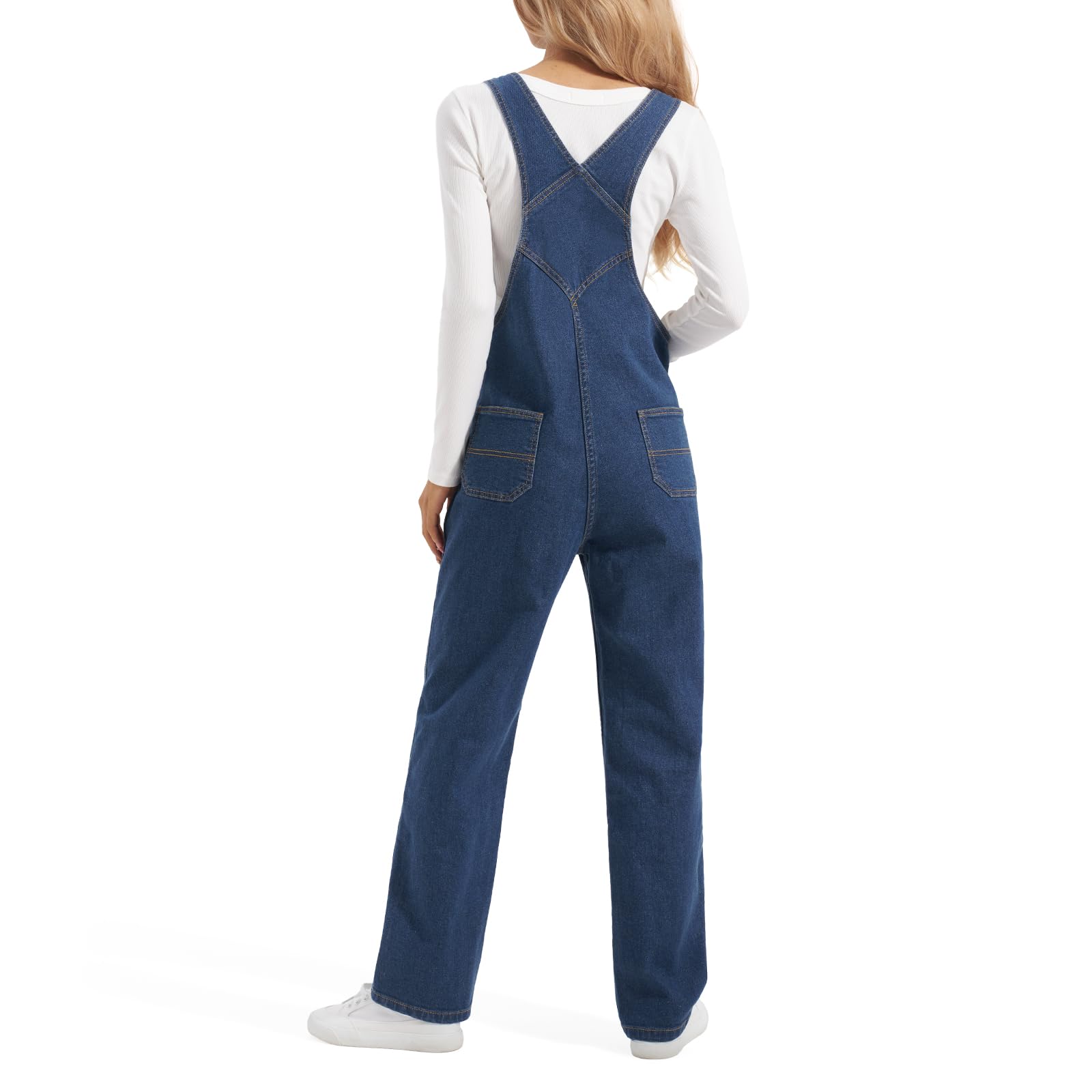HISEA Women's Stretch Denim Bib Overalls - Relaxed Fit Casual Straight Leg Jean Overalls with Adjustable Straps & Pockets | Perfect for Work, Outdoor Activities & Everyday Wear
