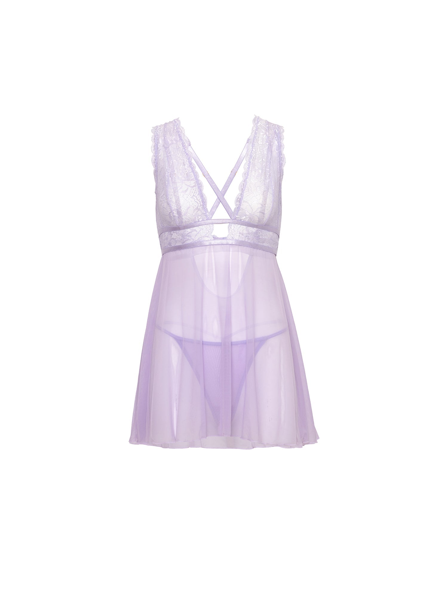 Curvy Stassi Sheer Babydoll Lingerie - Sexy Sheer Mesh Nightwear for Women, Plus Size Lace Chemise, Perfect for Valentine's Day, Anniversary or Romantic Nights
