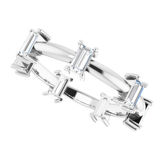 0.98 Carat Prong Set Baguette Diamond Eternity Wedding Band - Perfect for Anniversary Gifts, Bridal Jewelry & Special Occasions
