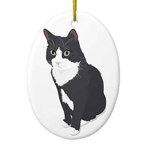 Handmade Tuxedo Cat Ceramic Ornament - Christmas Tree Decoration, Gift for Cat Lovers - Perfect for Holiday Decor & Cat Themed Parties