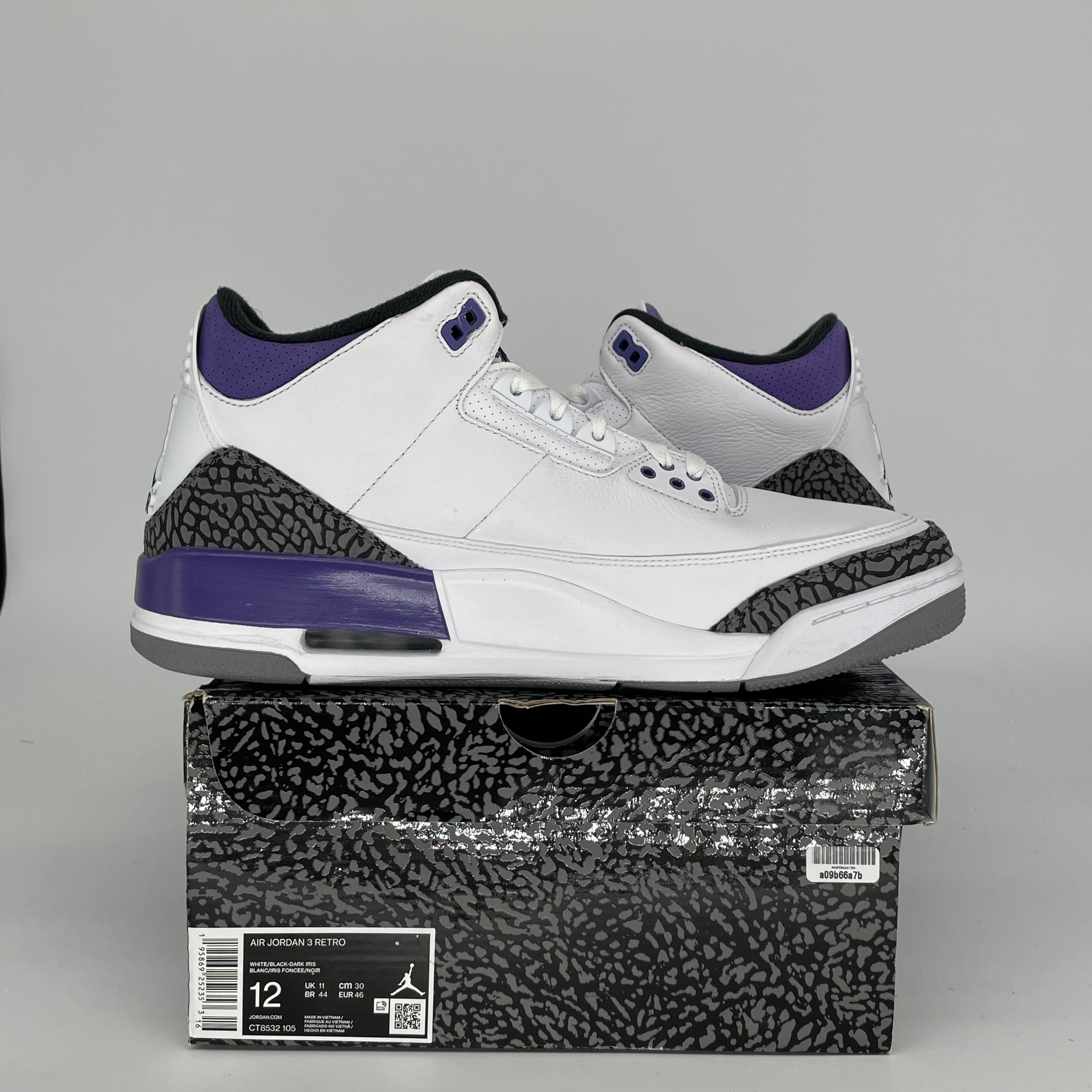 AIR JORDAN 3 DARK IRIS Men's Basketball Shoes - Size 12 (CT8532-105) | Retro Sneakers for Sports, Streetwear & Casual Wear