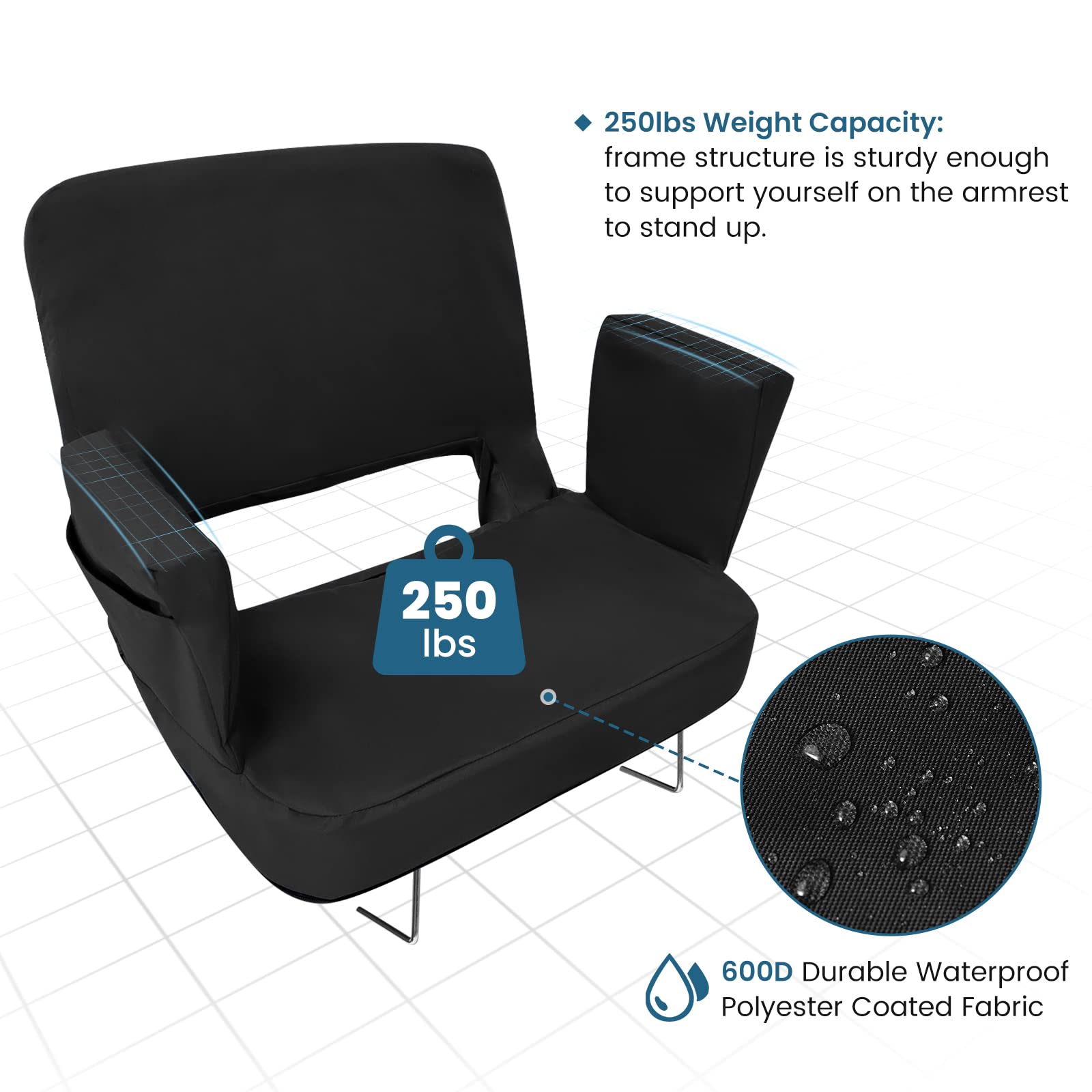TOPSKY Extra Wide Stadium Seat with Back Support - 21.2