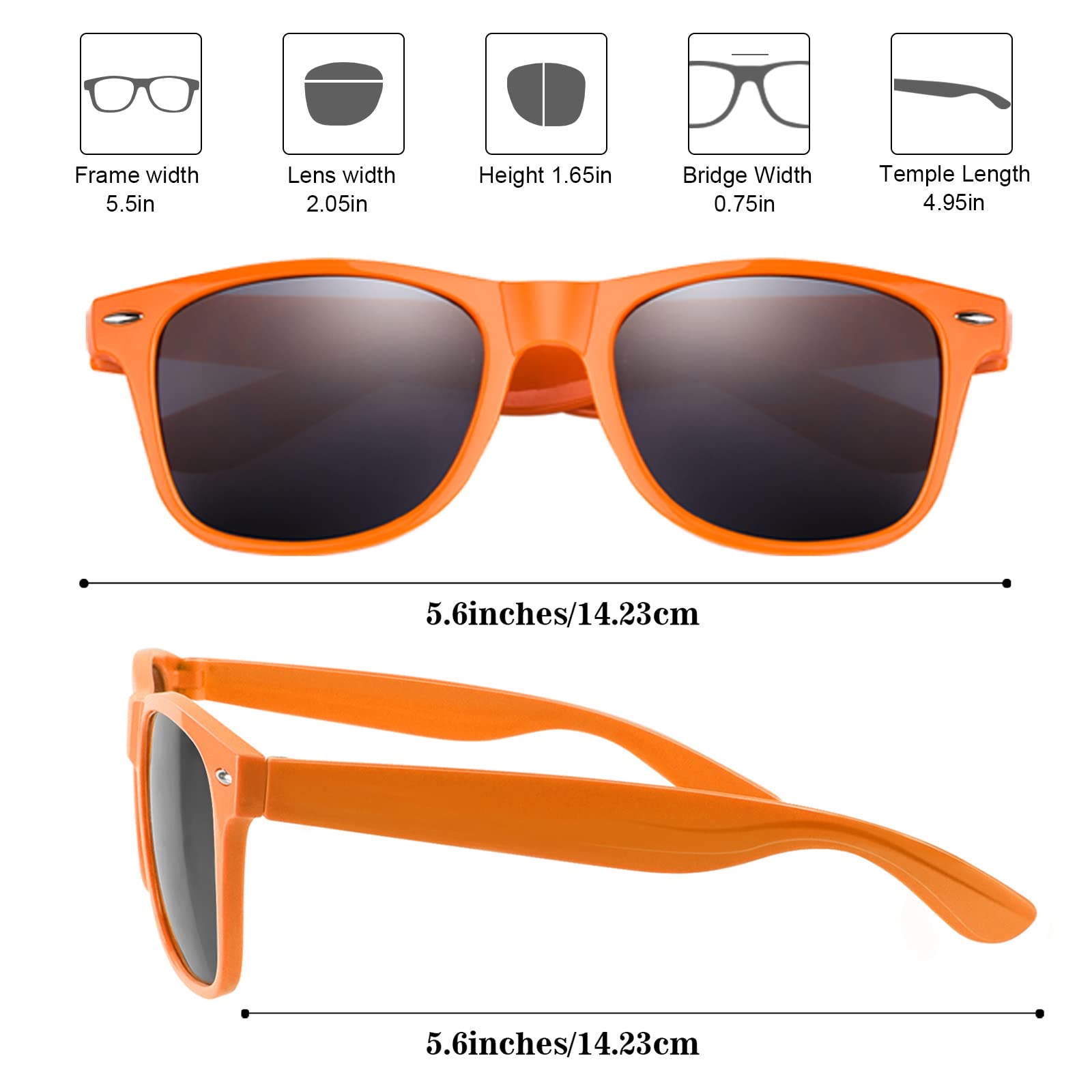 FEPITO 24 Pack Orange Party Sunglasses Bulk - Fun Birthday Party Favors, Goody Bag Fillers for Beach, Pool Party & Summer Events - Cool Sunglasses for Adults & Kids