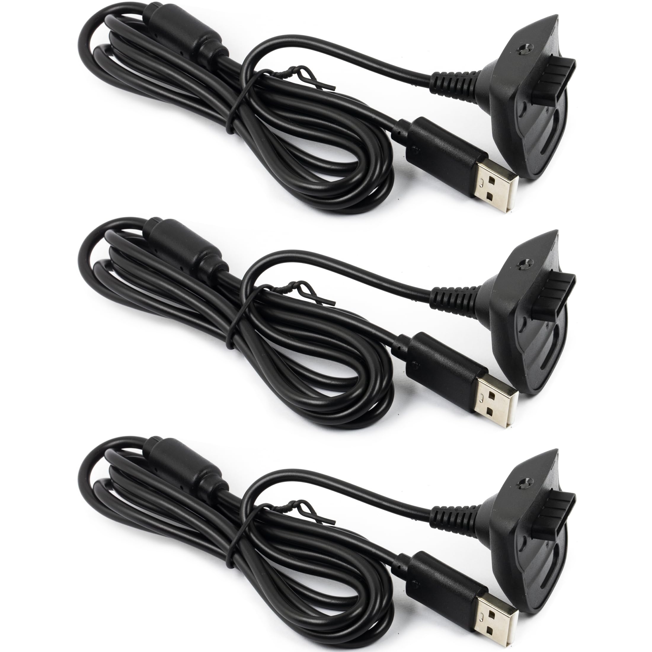 Premium 3-Pack USB Charging Cable for Xbox 360 & Xbox 360 Slim Wireless Controllers - 6FT High-Speed Sync & Charge Cord - Perfect for Gaming, Streaming & Long Play Sessions