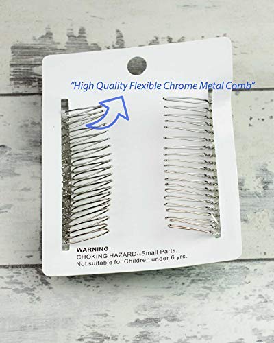 Women's Stretchy Magic Beads Hair Clips - Double Sturdy Chrome Metal Hair Comb Slide for Updo, Ponytail, Bun | Comfortable Hair Accessories for Work, Wedding, Party & Daily Use