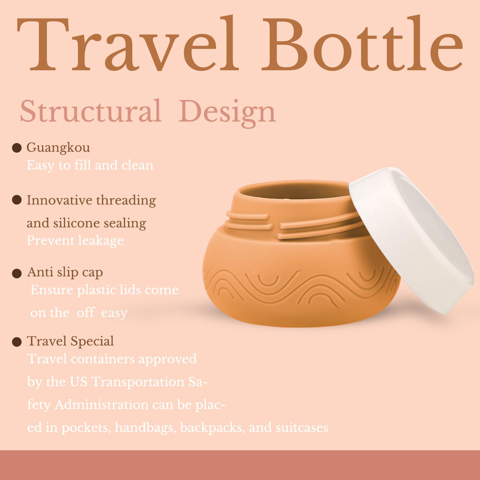TSA Approved 4-Pack 1oz Travel Size Containers - Leak-Proof Silicone Toiletries Jars for Cosmetics, Face & Body Cream | Perfect for Air Travel, Gym & Home Organization