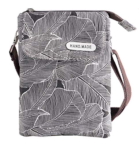 Brown Shoulder Strap Zipper ,Black Leaf Pattern